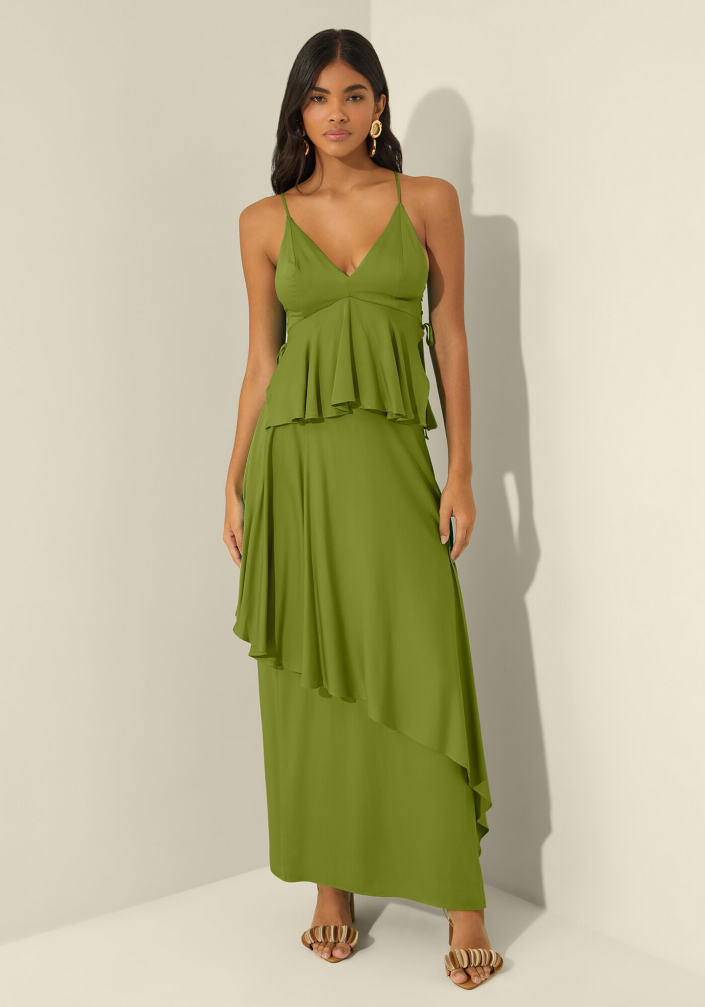 Saia Longa De Cintura Alta Com Sobreposi&ccedil;&atilde;o, VERDE ABACATE, large.