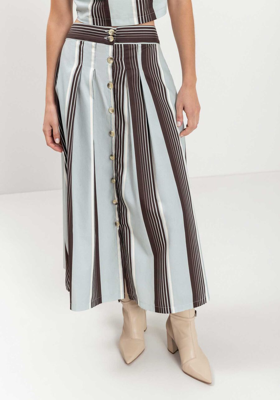 Saia Chá Evasê Com Cintura Alta E Botões Em Algodão, . Saia Chá Evasê Com Cintura Alta E Botões Em Algodão, , large.