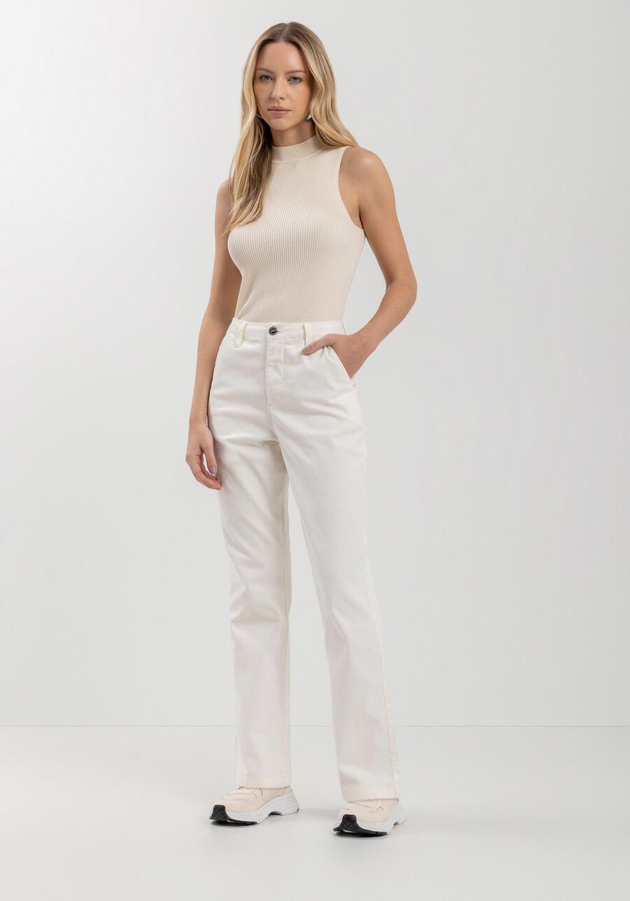 Calça Slim Cropped Com Cintura Alta Em Sarja Com Elastano, . Calça Slim Cropped Com Cintura Alta Em Sarja Com Elastano, , large.