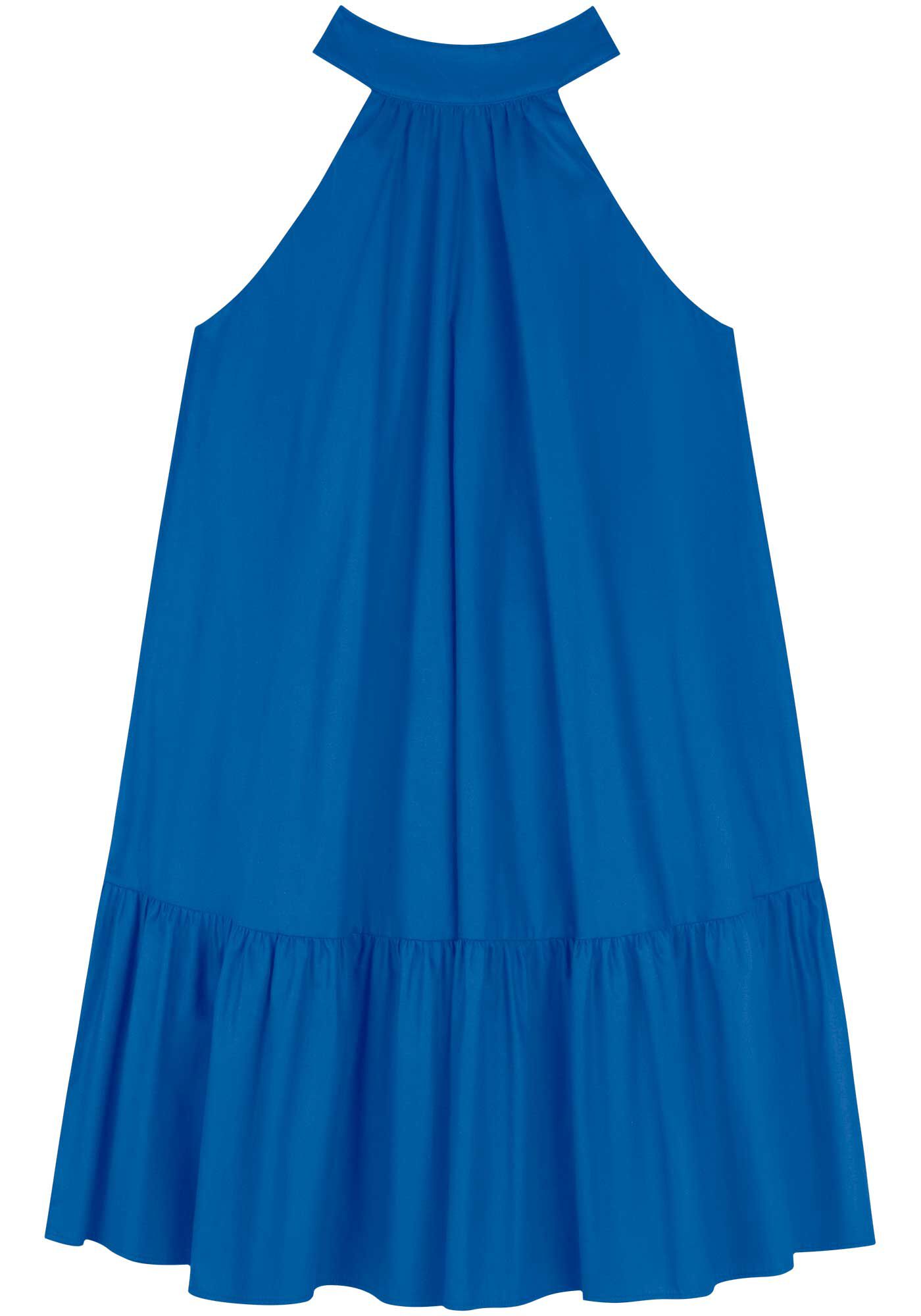 Vestido Curto Com Gola Alta E Amarra&ccedil;&atilde;o Em Tafet&aacute;, , large.