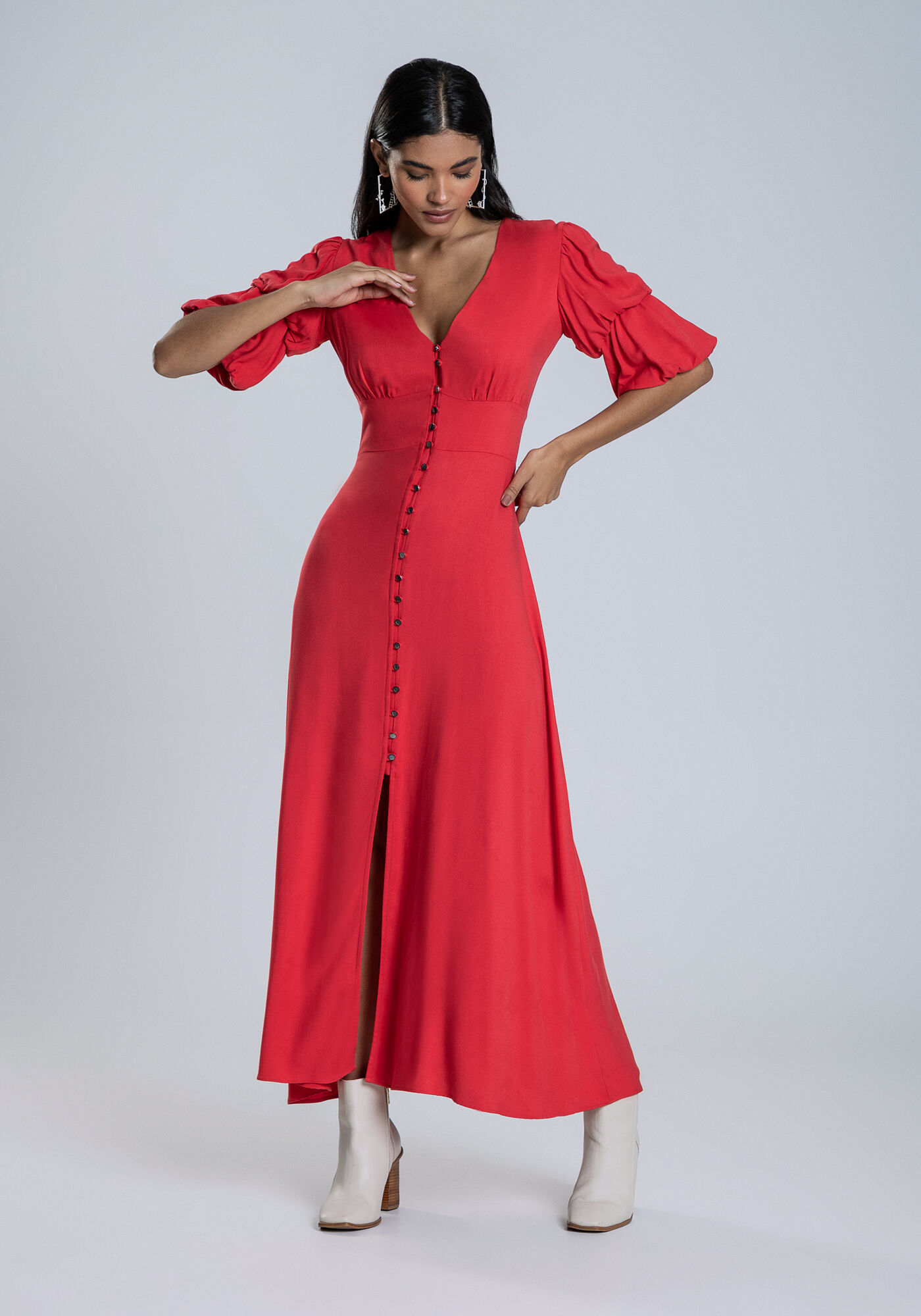 Vestido vermelho de viscose top