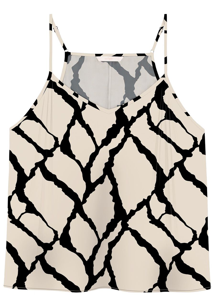 Blusa em Viscose Estampada com Decote V, . Blusa em Viscose Estampada com Decote V, , large.