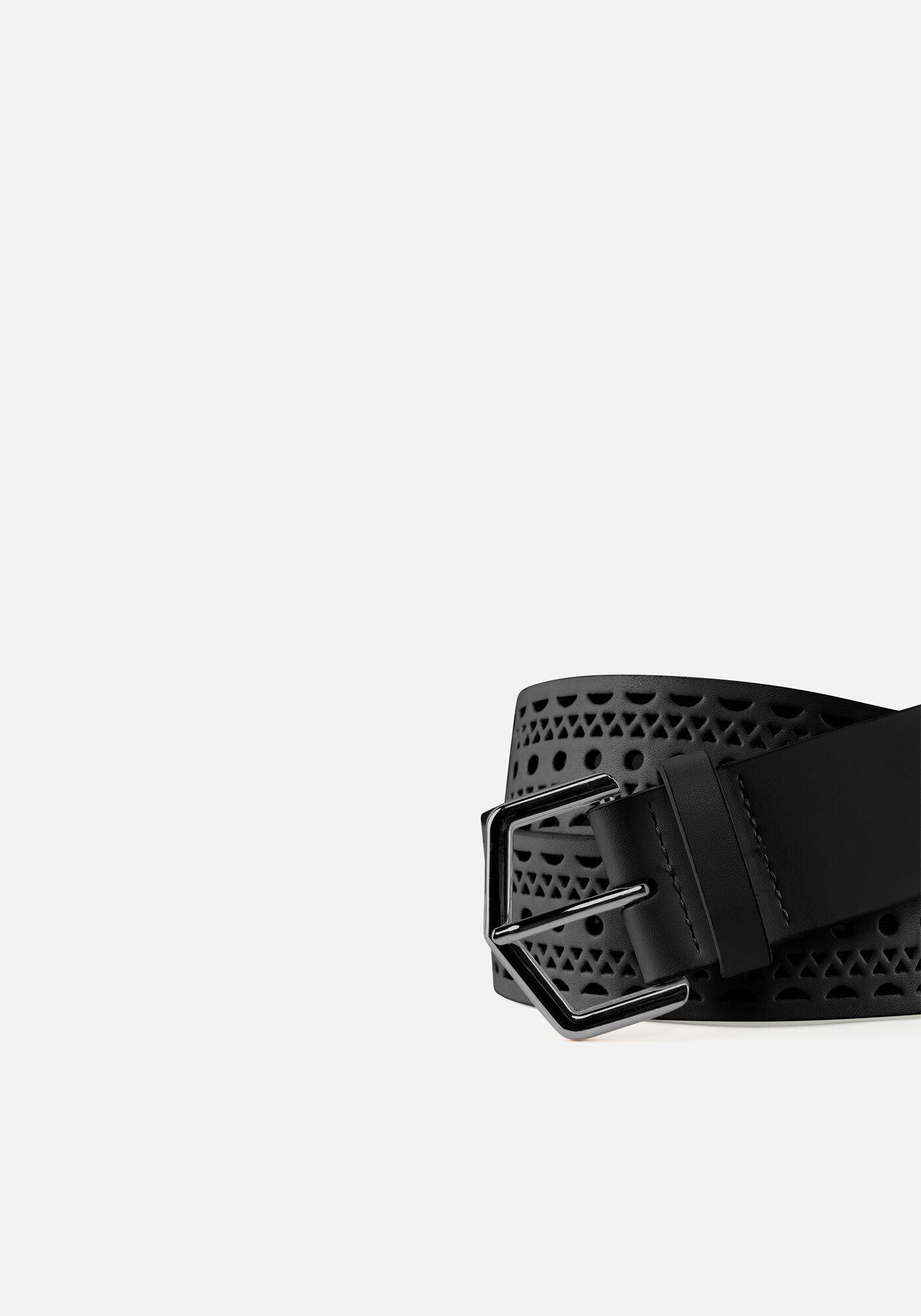 Cinto De Cintura Vazado Com Fivela, PRETO, large.