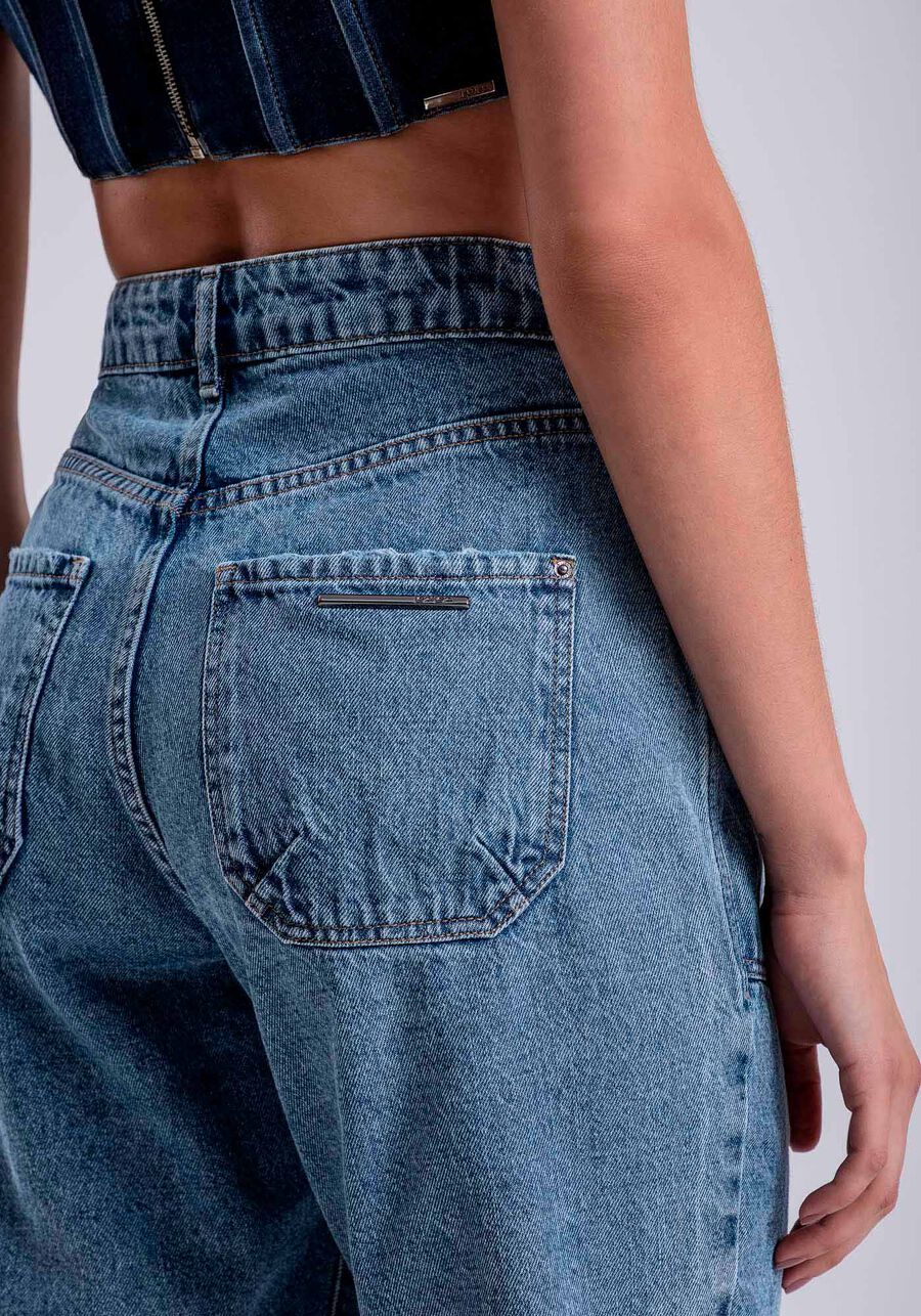 Calça Jeans Reta Cropped com Pespontos, JEANS. Calça Jeans Reta Cropped com Pespontos, JEANS, large.