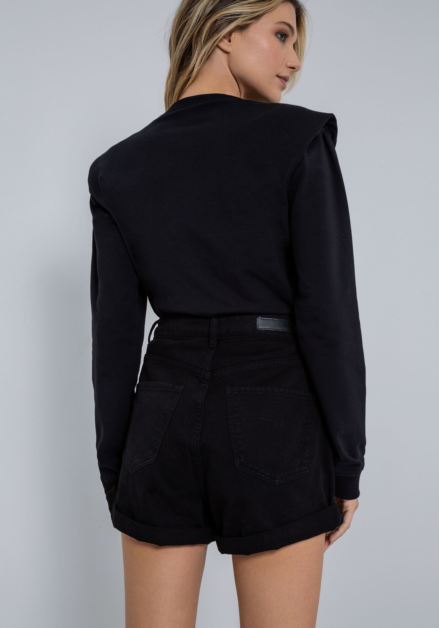 Shorts Sarja Mom Cintura Super Alta, , large.