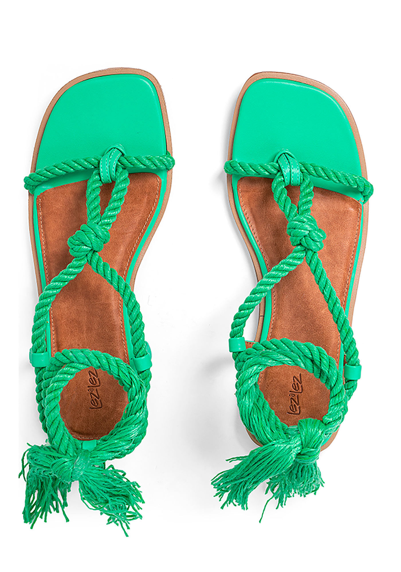 Sand&aacute;lia Rasteira com Amarra&ccedil;&atilde;o Cord&atilde;o, VERDE GREEN FLAG, large.