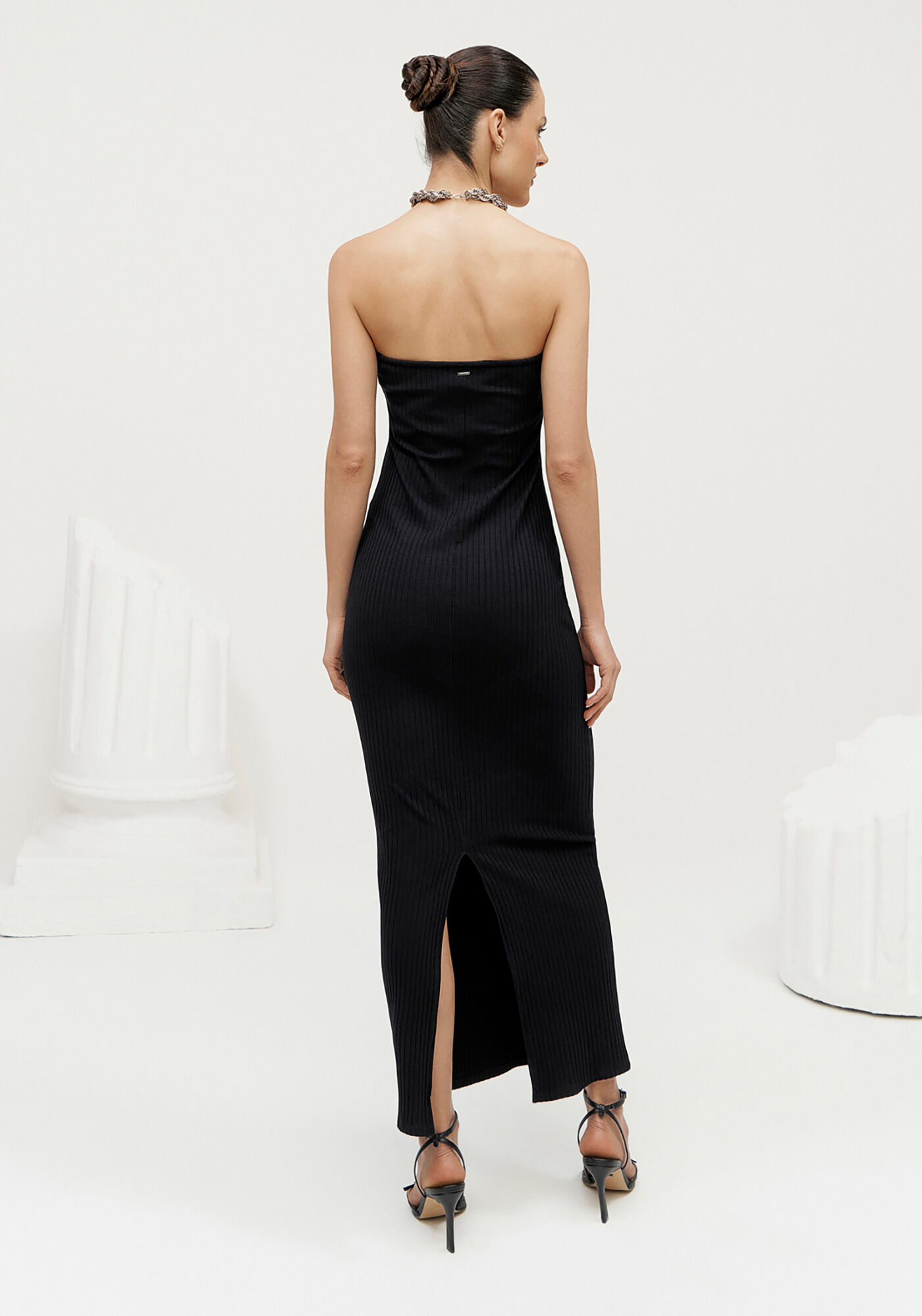 Vestido Midi Canelado Sem Al&ccedil;a, , large.