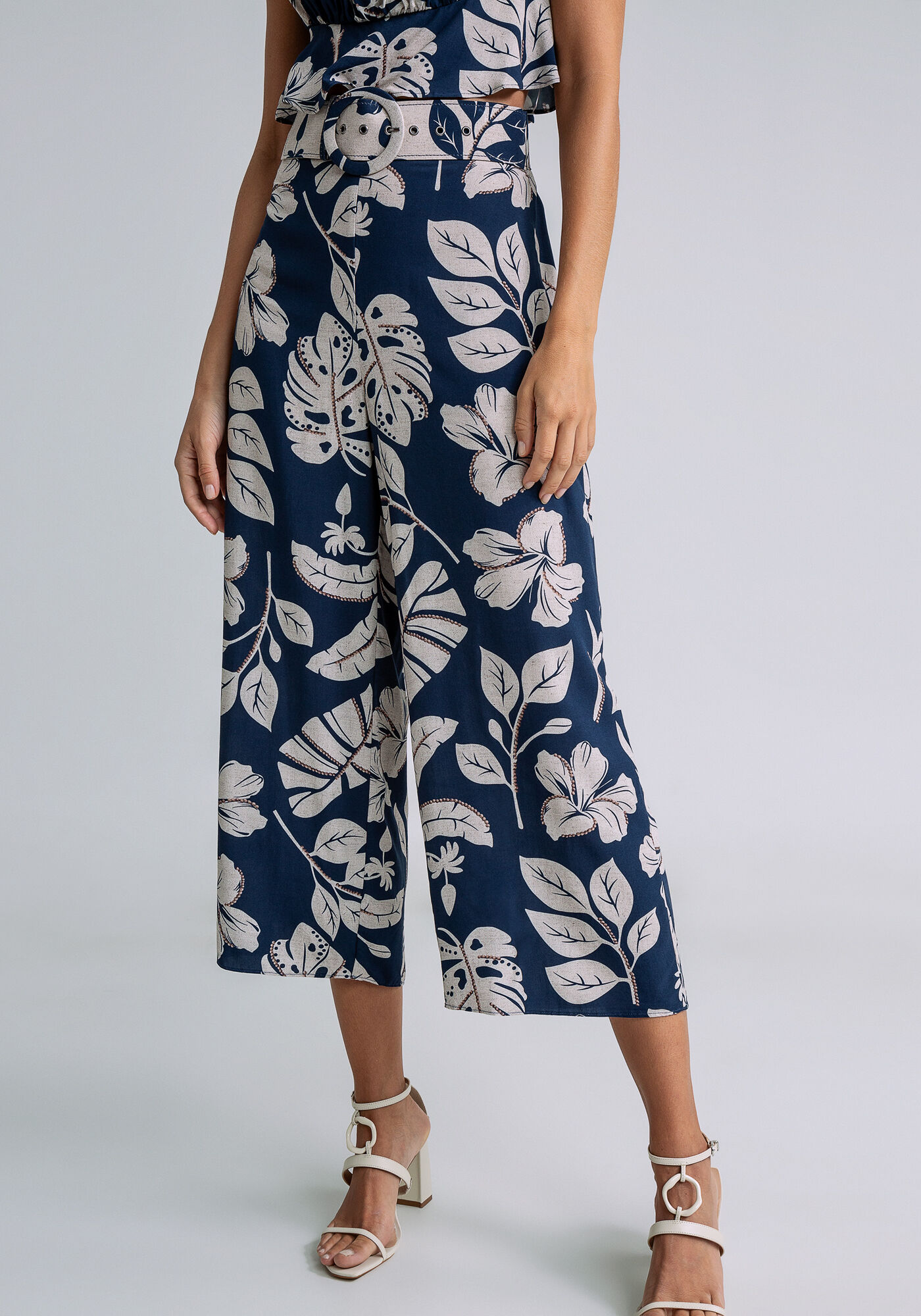 Cal&ccedil;a Pantacourt Cintura Alta Cinto, NATURALIDADE, large.