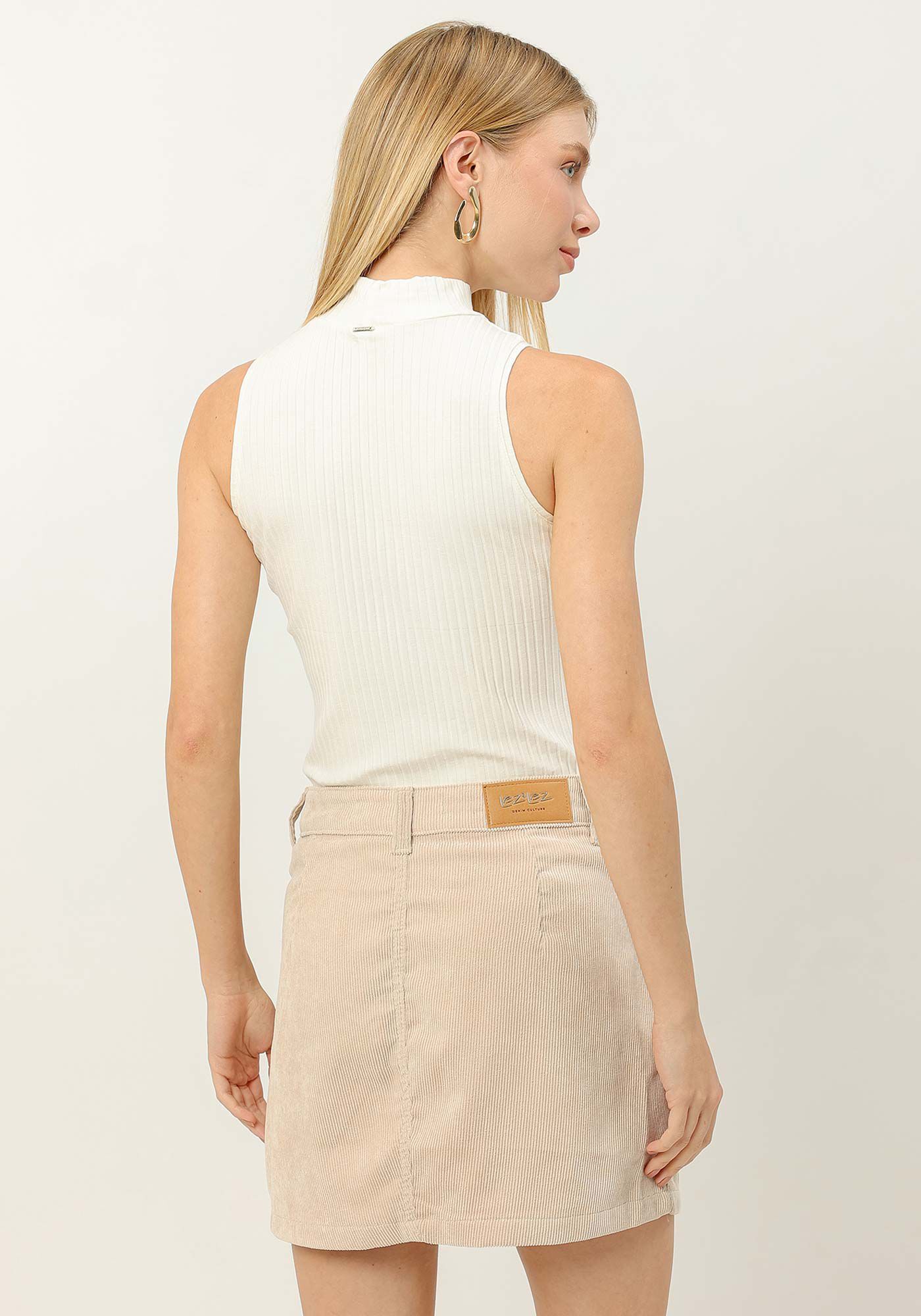 Regata Canelada com Gola Alta, , large.