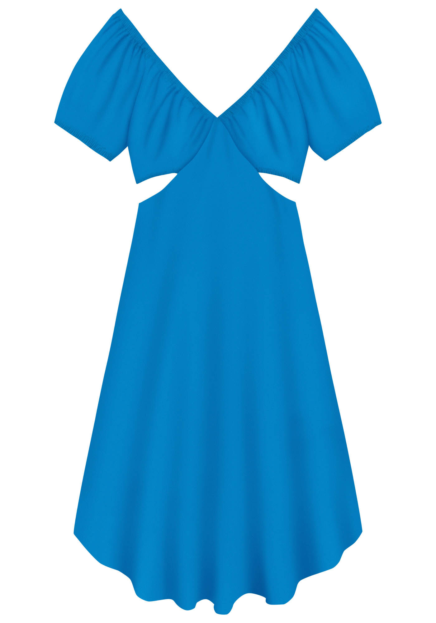 Vestido Midi Ombro a Ombro Recorte, AZUL ASTER, large.