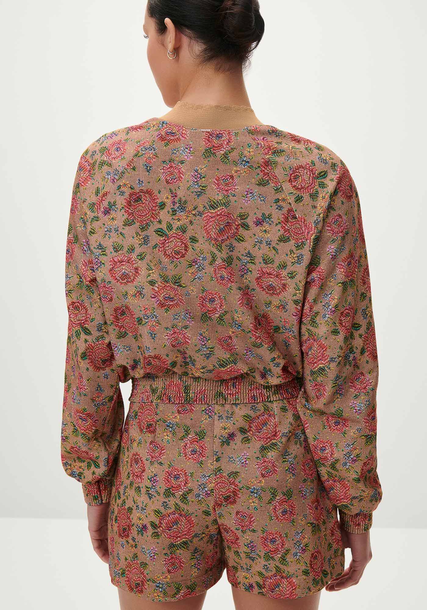Jaqueta Bomber em Moletom Floral, JACQUARD IMPERIAL, large.