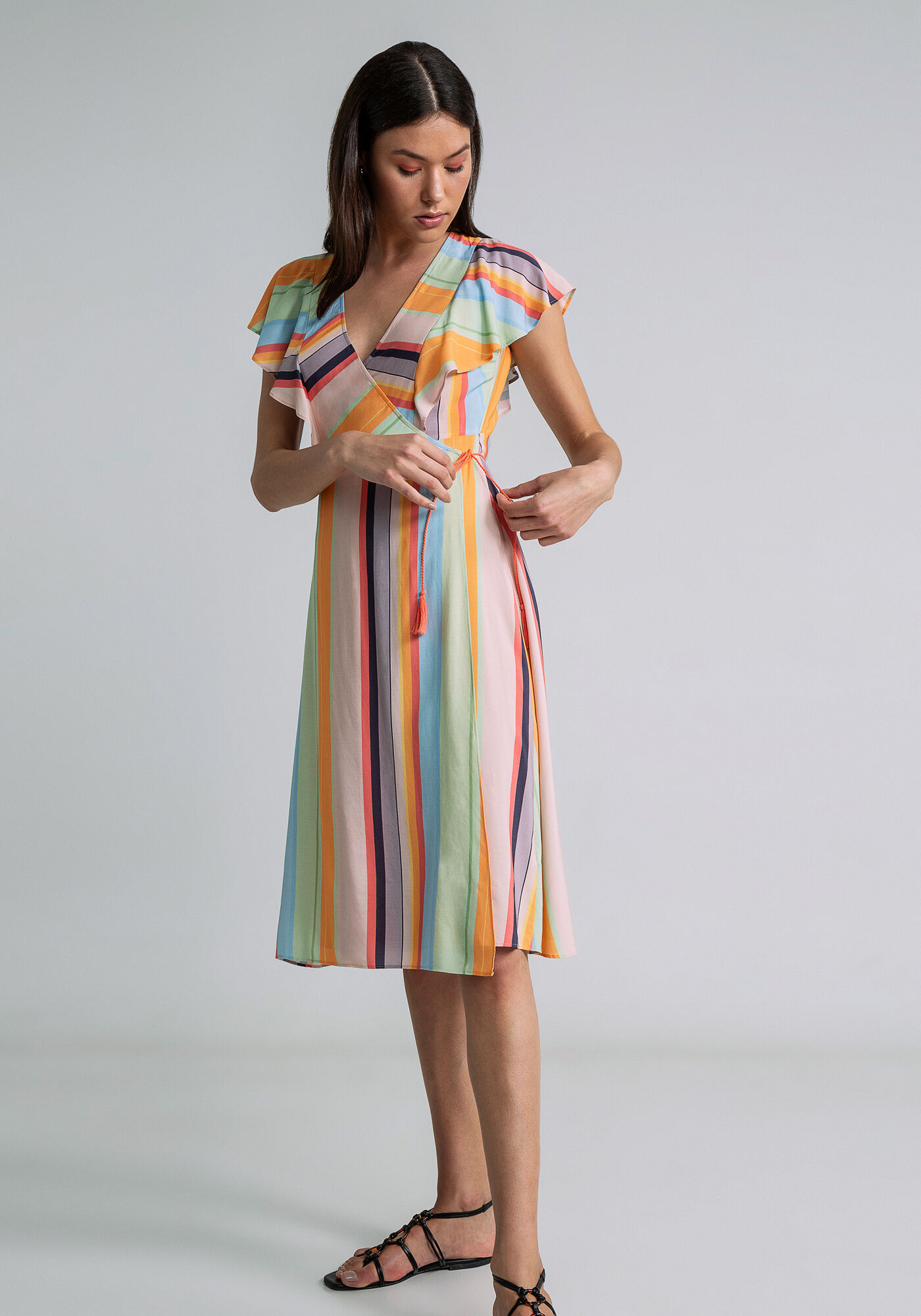 Vestido Midi Transpassado Estampado, , large.