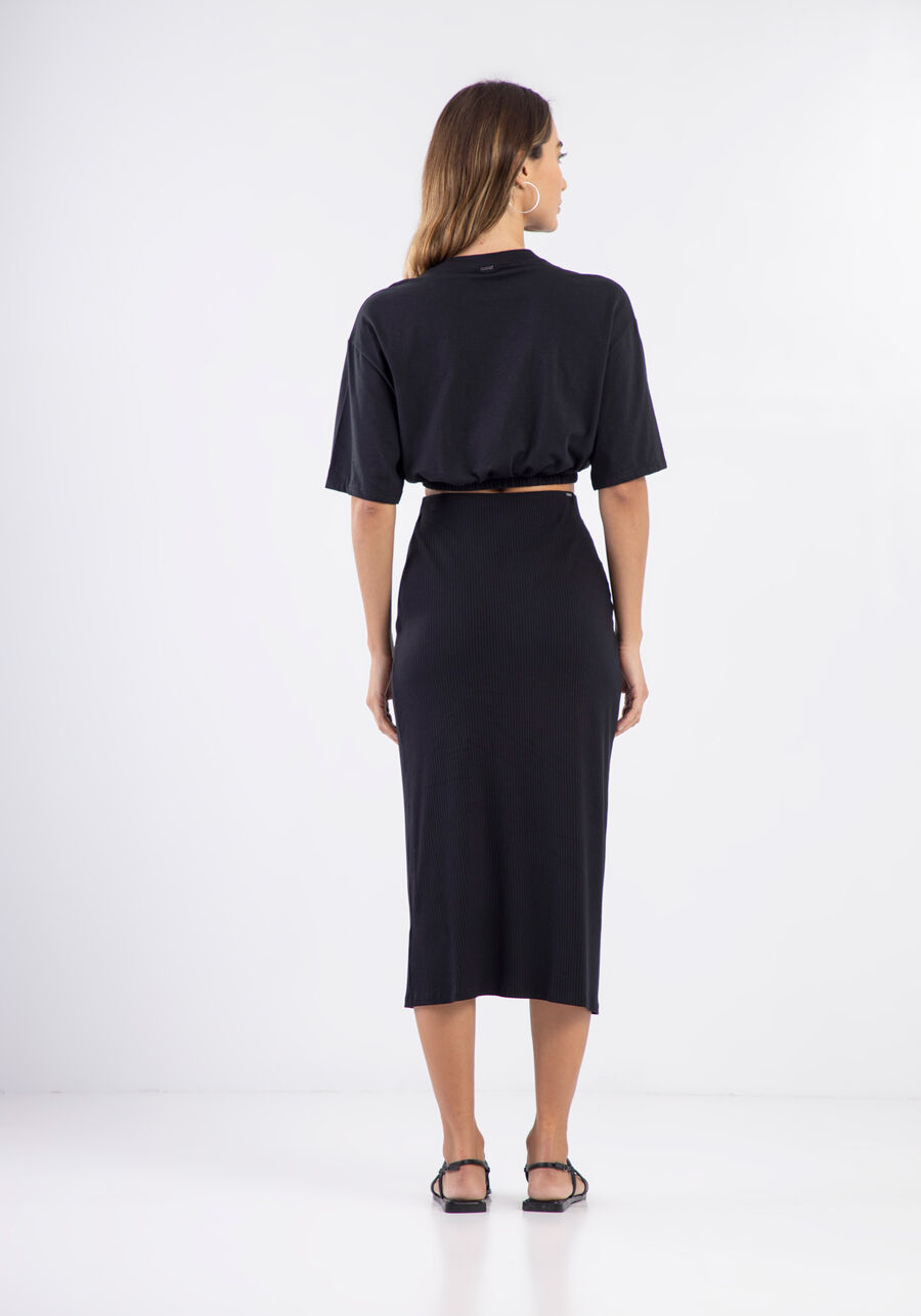 Saia Midi Canelada com Fenda Transpassada, . Saia Midi Canelada com Fenda Transpassada, , large.