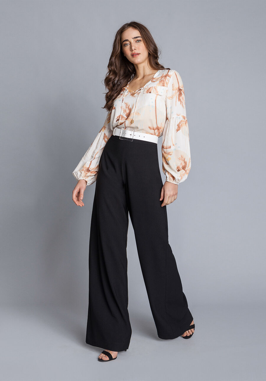 Calça pantalona em tecido, . Calça pantalona em tecido, , large.