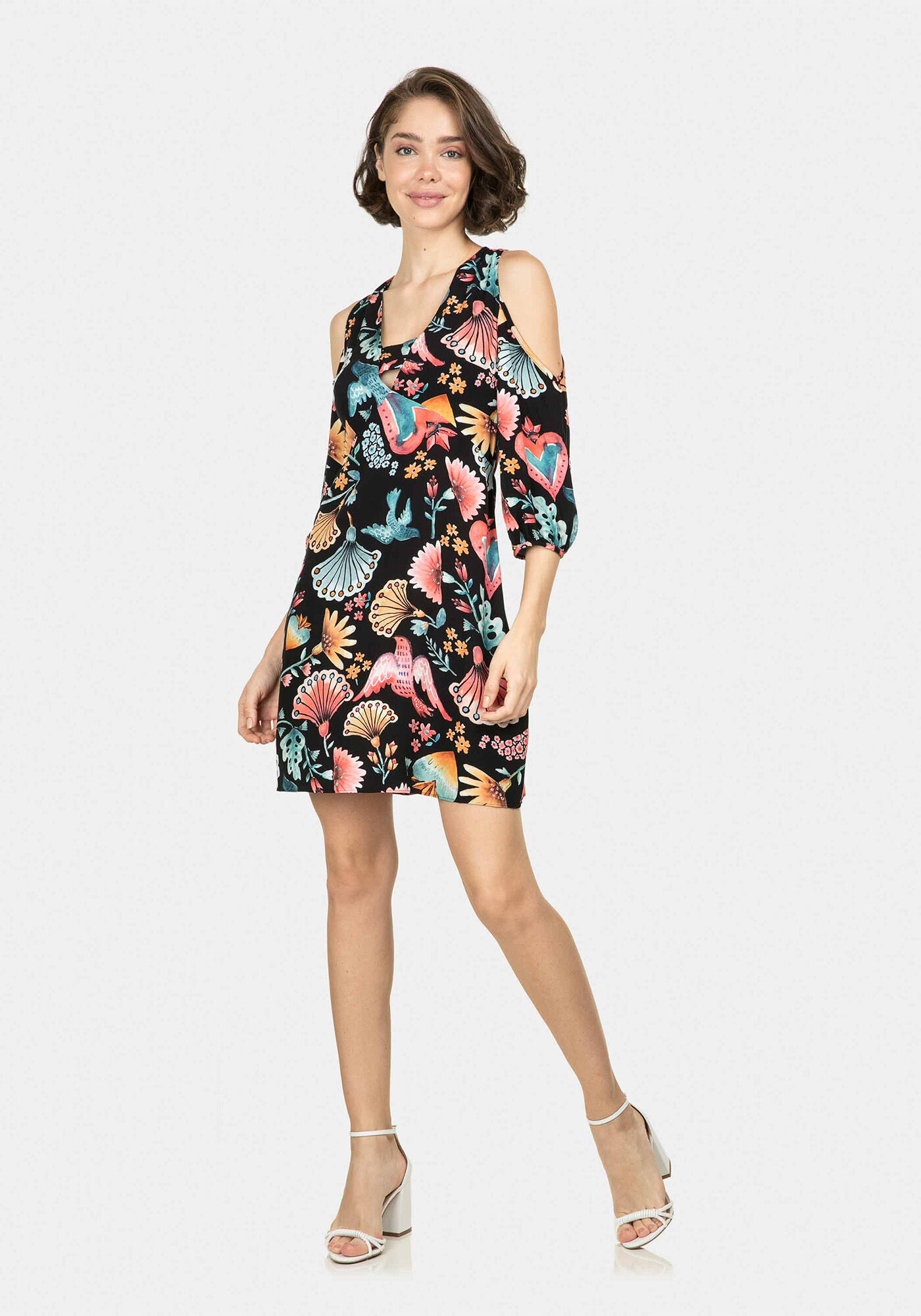 Vestido Mangas 3/4 Estampa Puebla, , large.