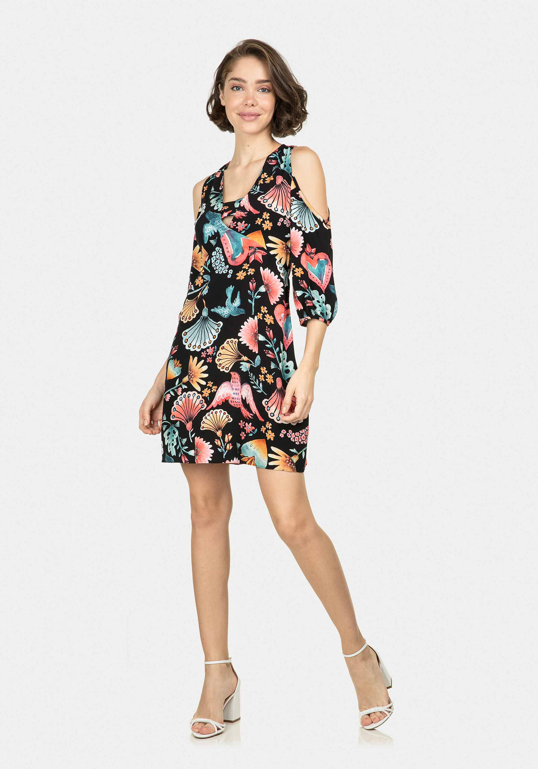 Vestido Mangas 3/4 Estampa Puebla, . Vestido Mangas 3/4 Estampa Puebla, , large.