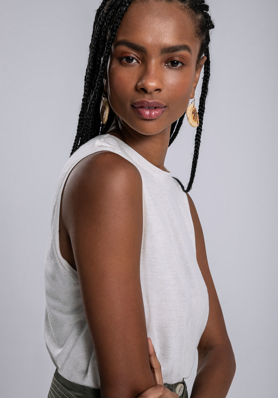 Regata em Malha com Botões Ombros, . Regata em Malha com Botões Ombros, , large.