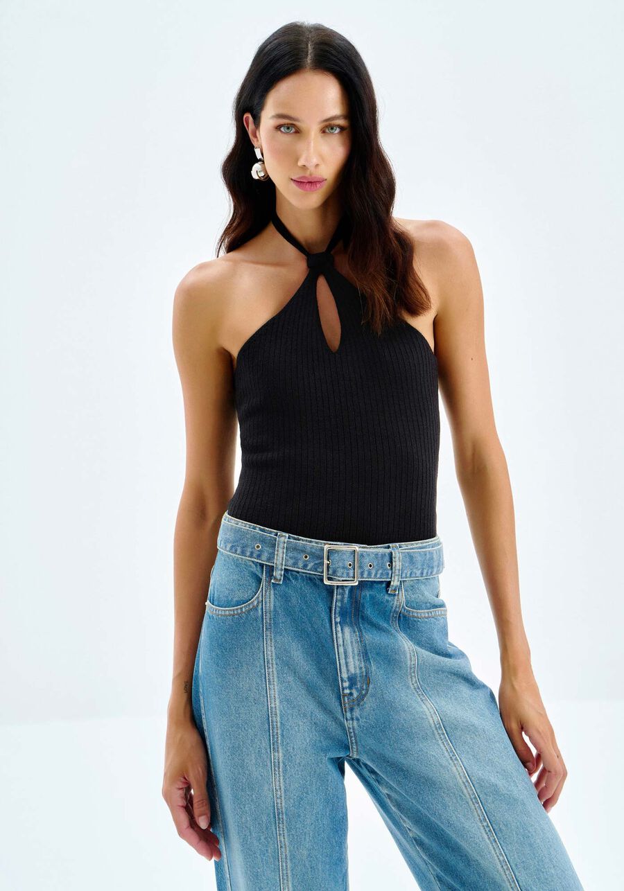 Blusa Frente Única em Tricô com Cut, . Blusa Frente Única em Tricô com Cut, , large.