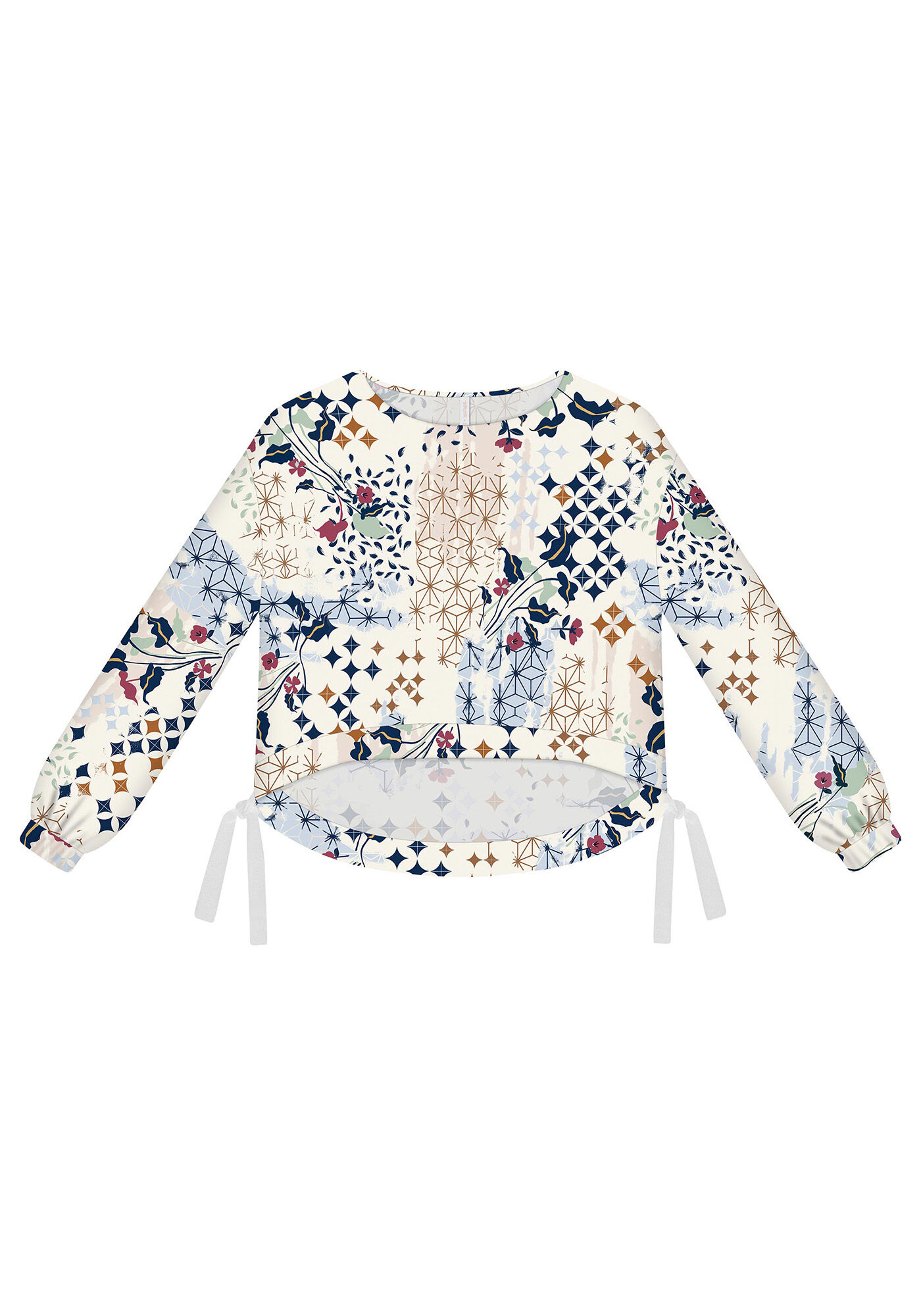 Blusa Manga Longa Ampla Estampa, , large.