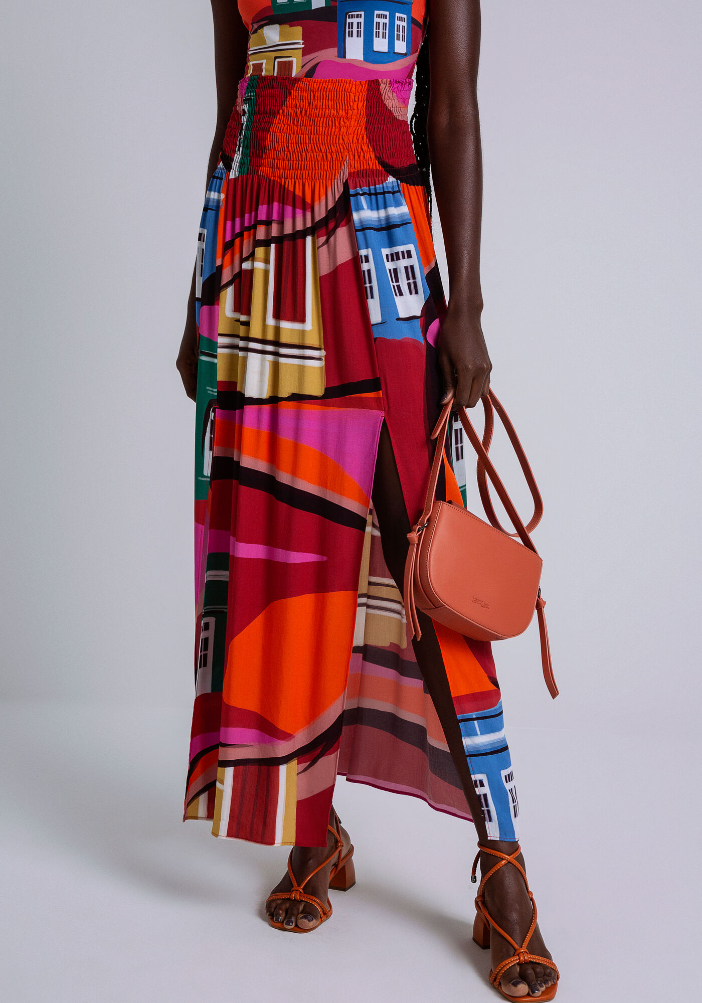 Saia Midi em Viscose com Fendas, QUATRO CANTOS, large.