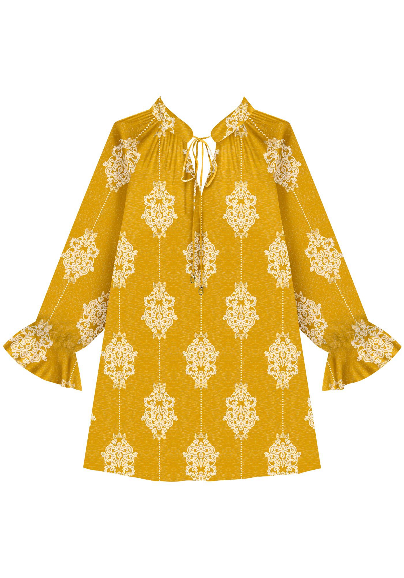 Vestido Curto Estampado Em Viscose Com Amarra&ccedil;&atilde;o Frontal, CUTWORK VERDE, large.