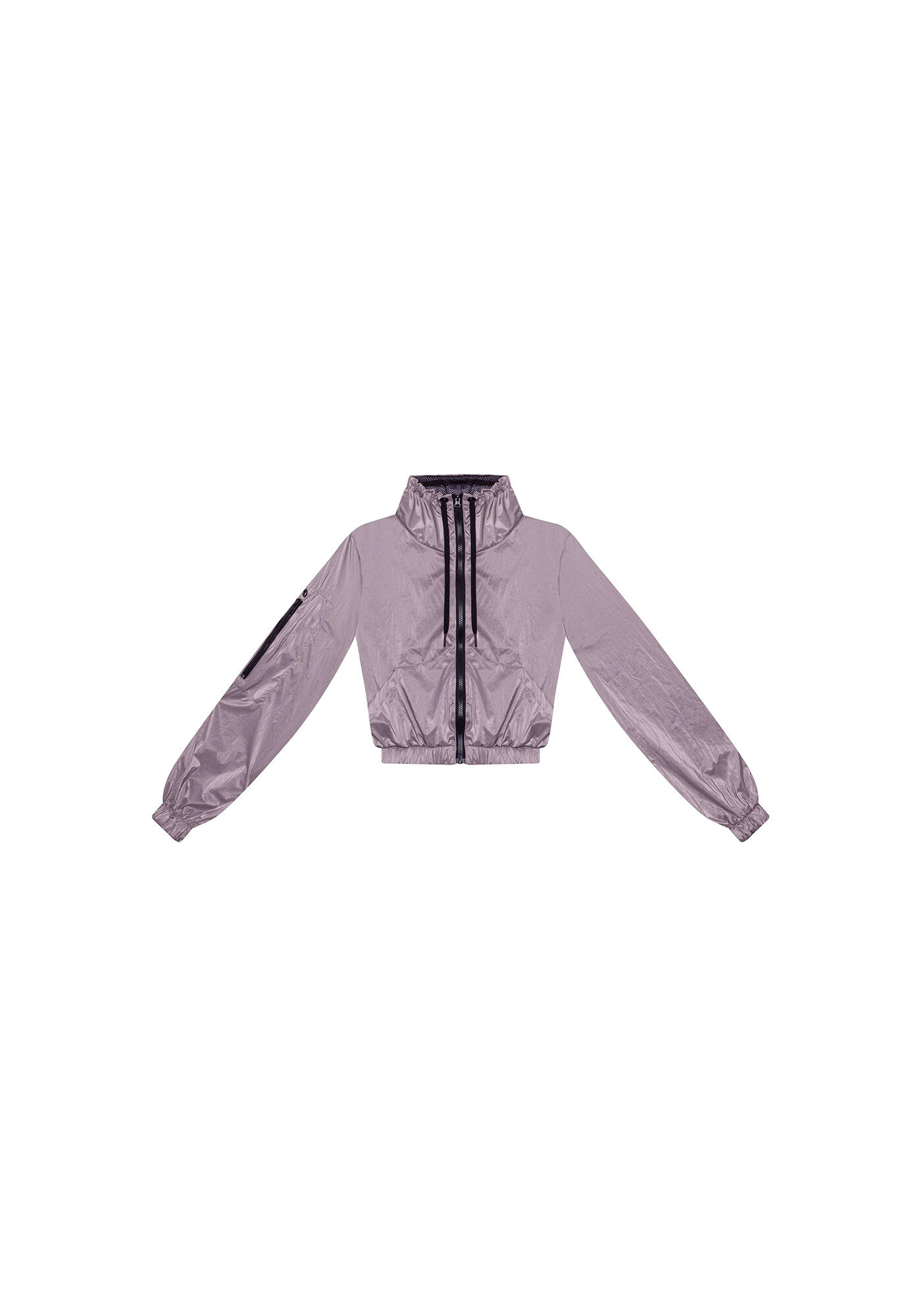 Jaqueta Cropped Nylon Metalizada, , large.