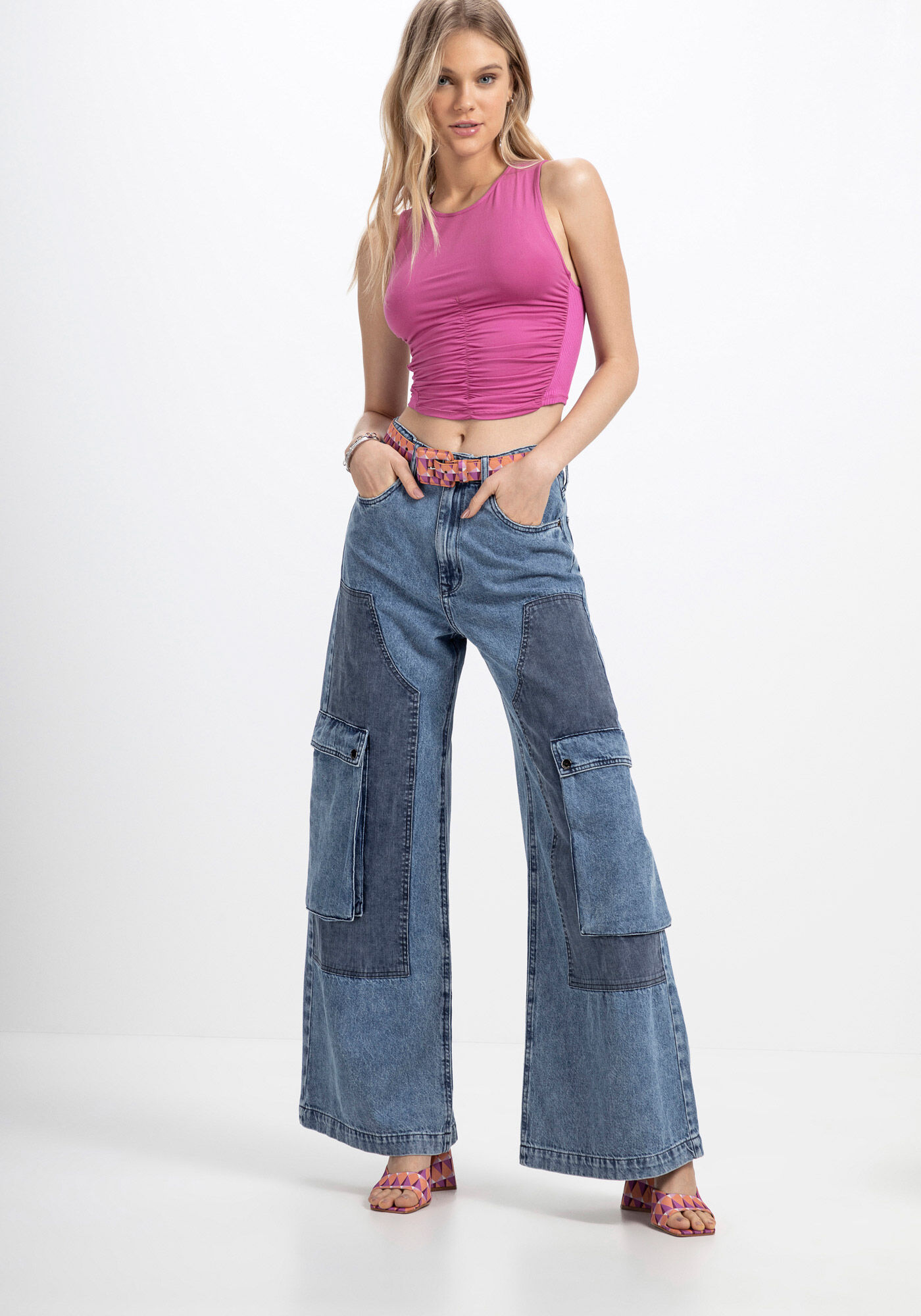 Regata Cropped em Malha com Franzido, VIOLETA TWIGG, large.