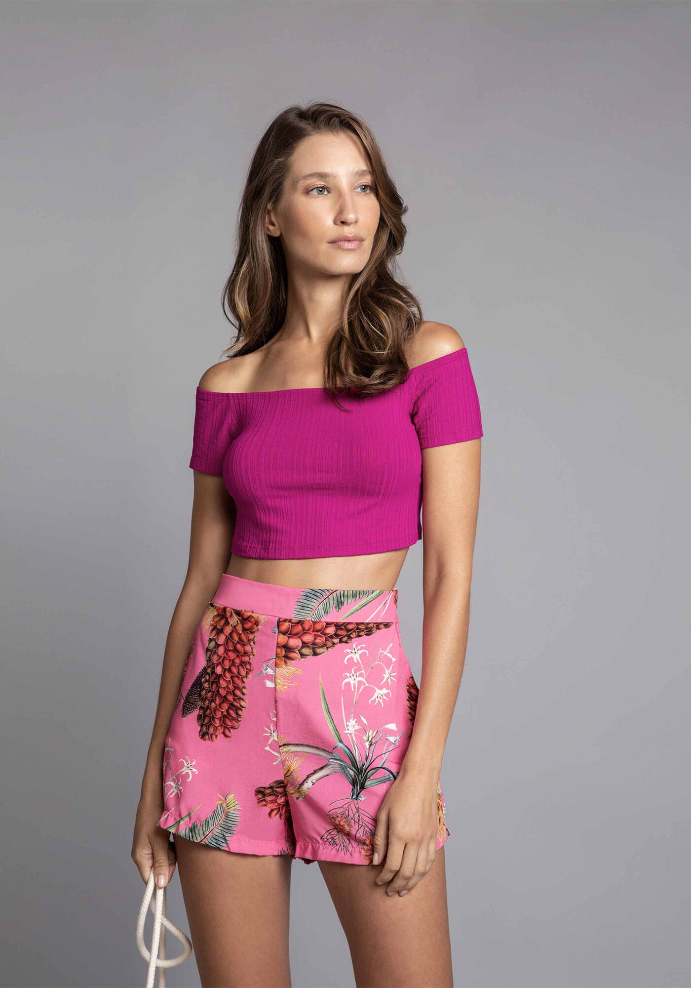 Shorts Cintura Alta Estampa Vivid, , large.