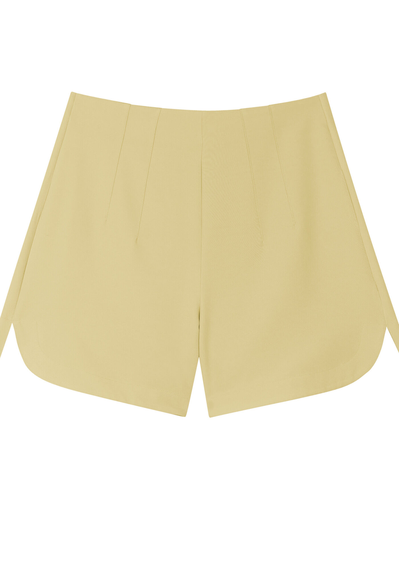 Shorts De Cintura Alta Em Alfaiataria Com Aberturas Laterais, BEGE BISCUIT, large.