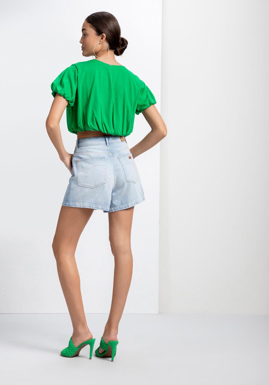 Blusa Cropped em Malha Balonê, VERDE GREEN FLAG, large.