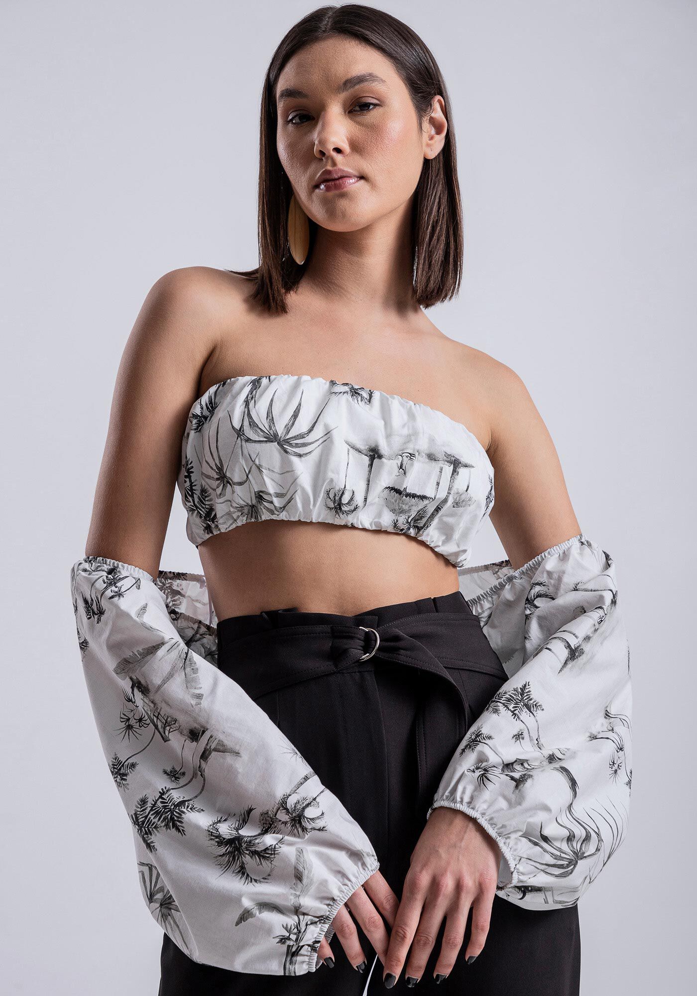 Blusa Manga Bufante em Tecido Atlanta com Top, , large.