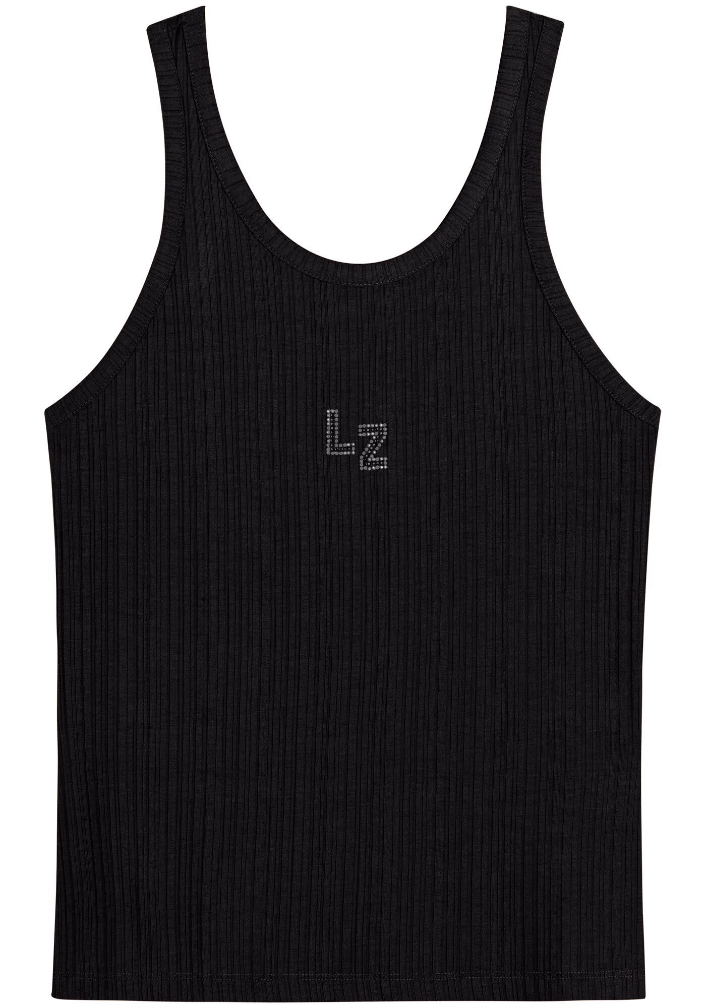 Blusa Regata De Al&ccedil;as Em Malha Canelada Com Strass, , large.