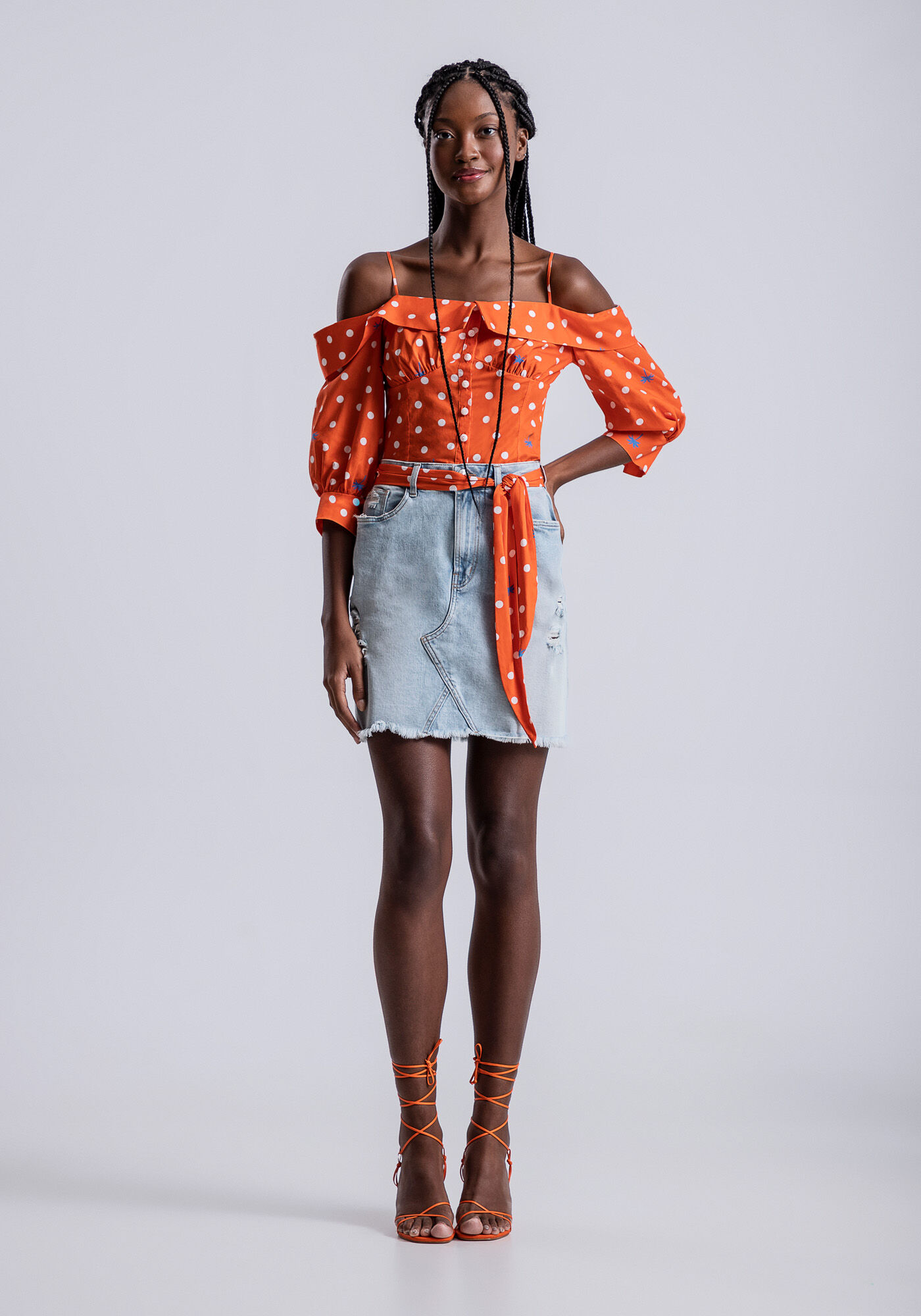 Saia jeans estampada new arrivals