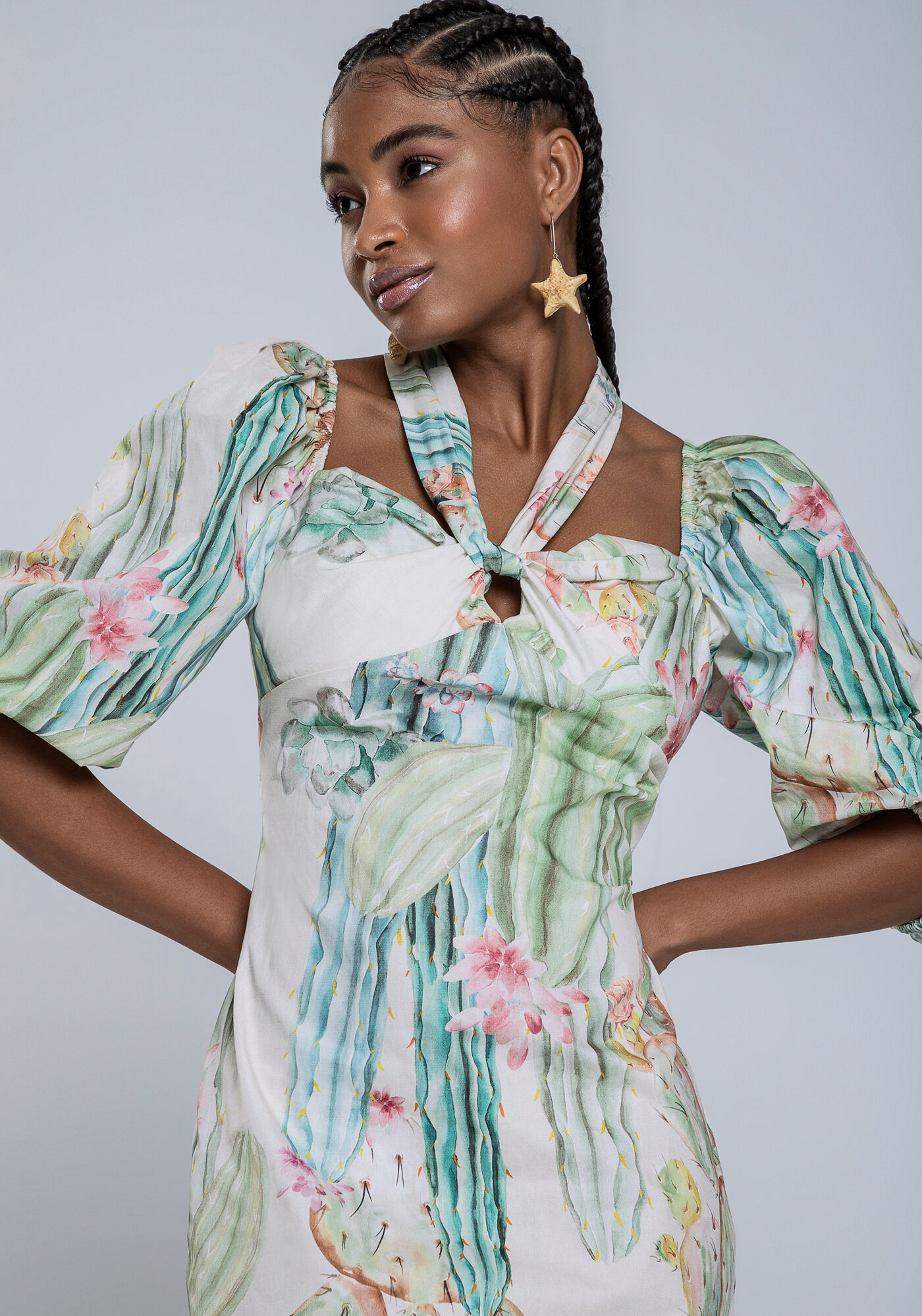 Vestido Manga 3/4 transpassado, , large.