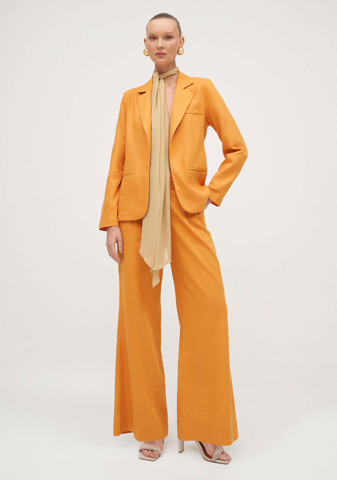 Blazer Alfaiataria em Linho com Bolsos, , large.