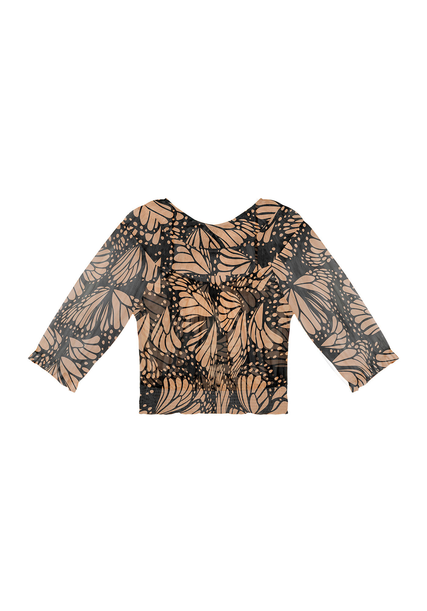 Blusa Franzida em Tule Estampado com Top, , large.