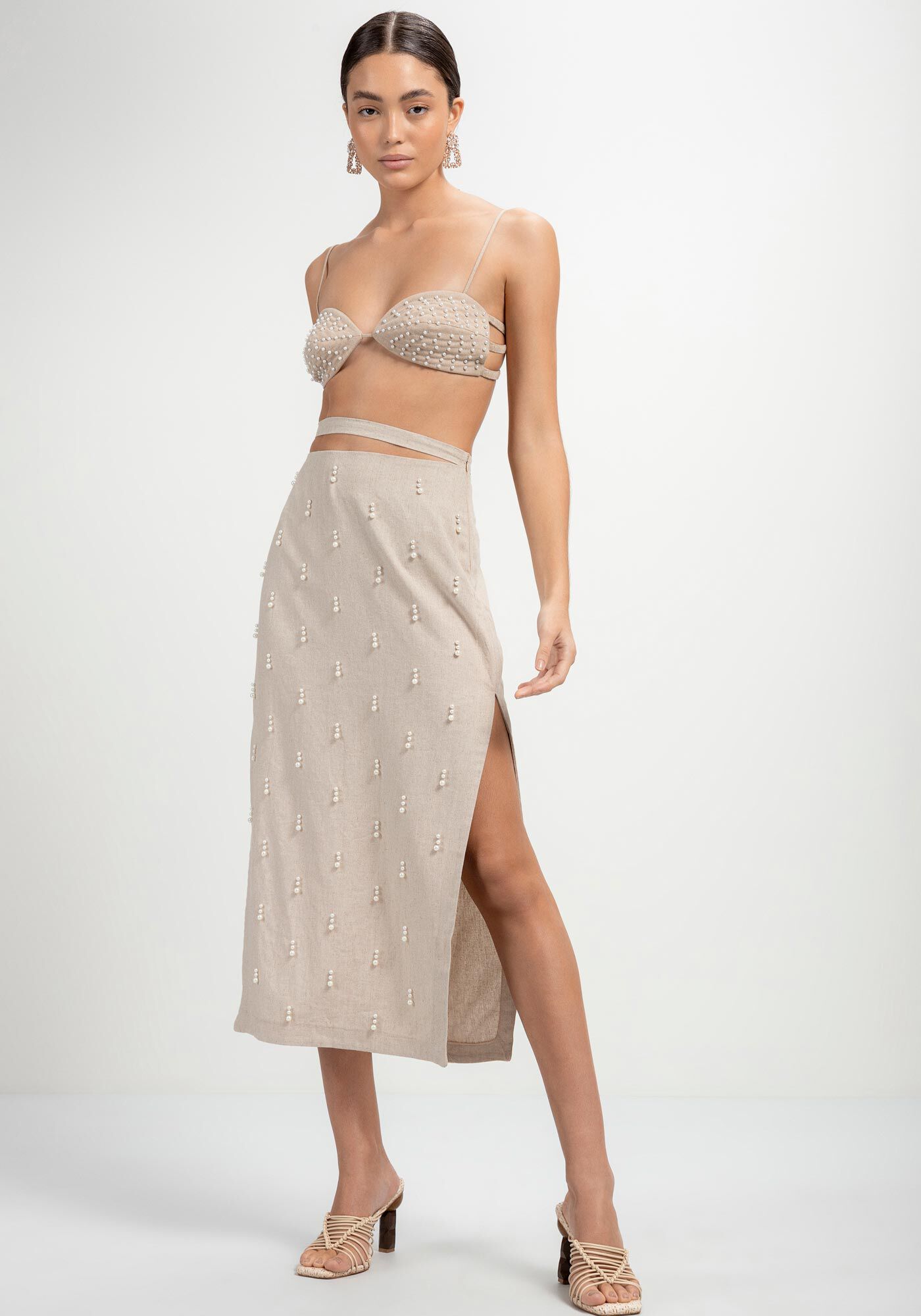 Saia lapis de linho hot sale