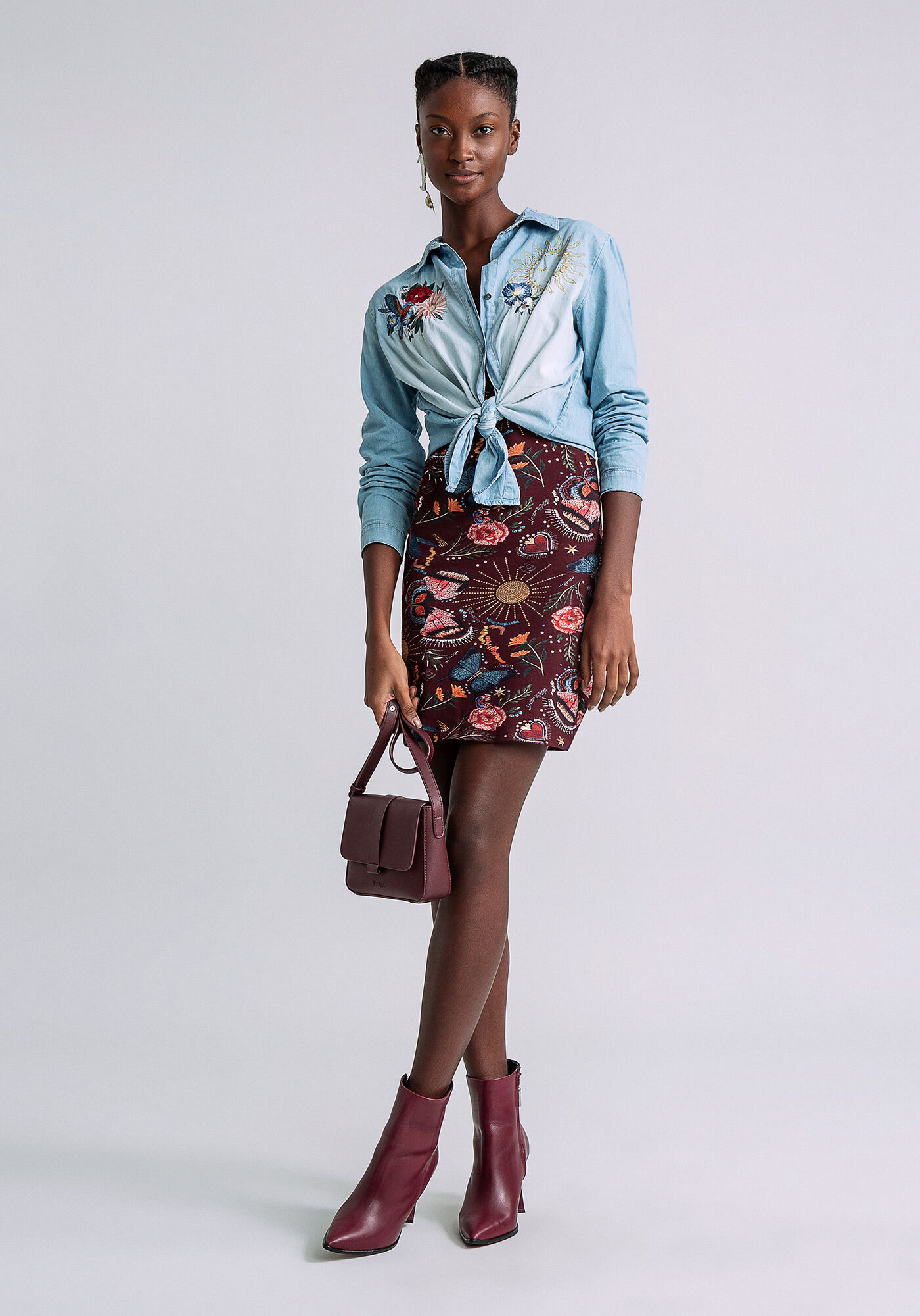 Vestido Curto Decote V Estampa, , large.