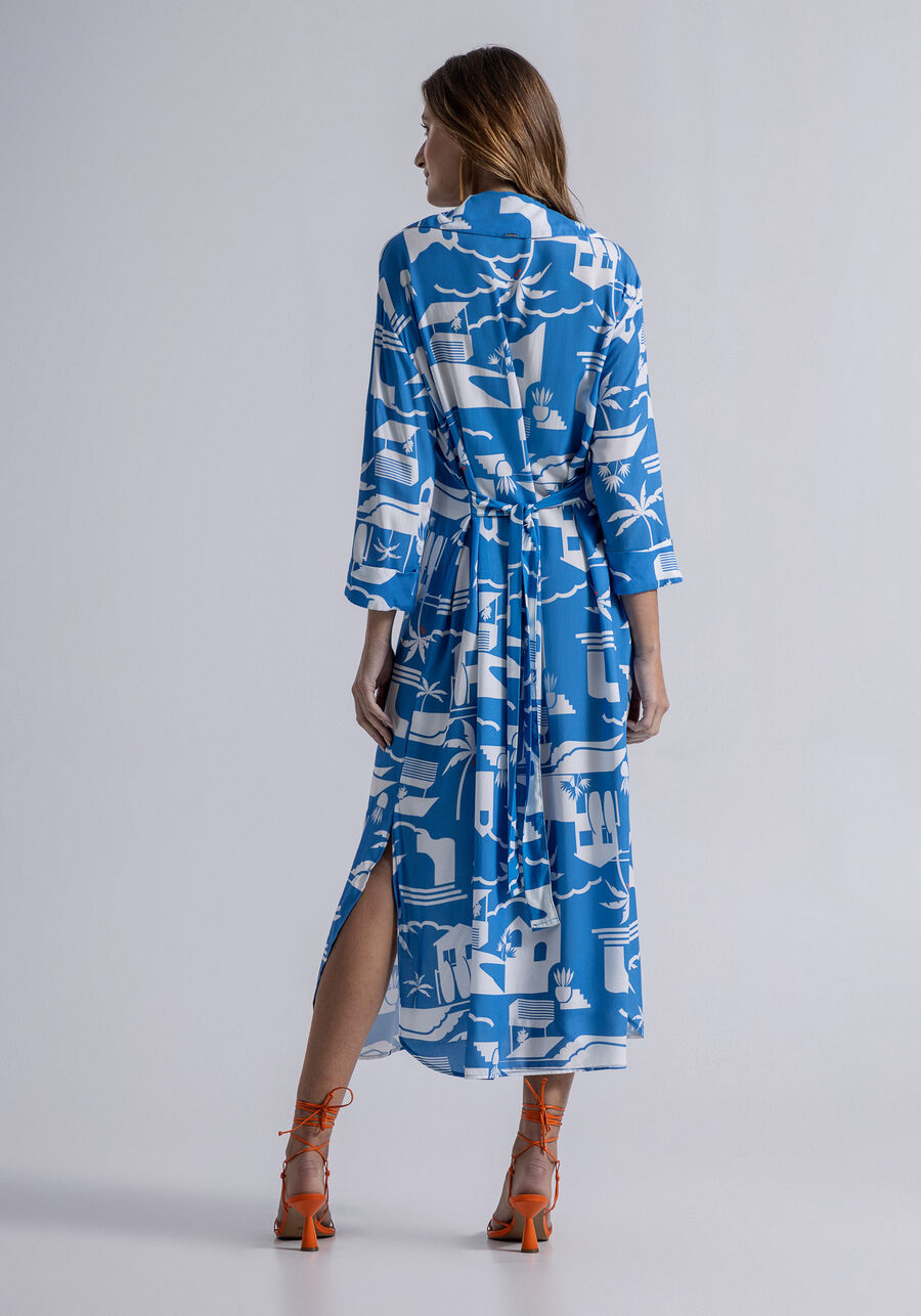 Vestido Midi Saída de Praia em Viscose Chemise, . Vestido Midi Saída de Praia em Viscose Chemise, , large.