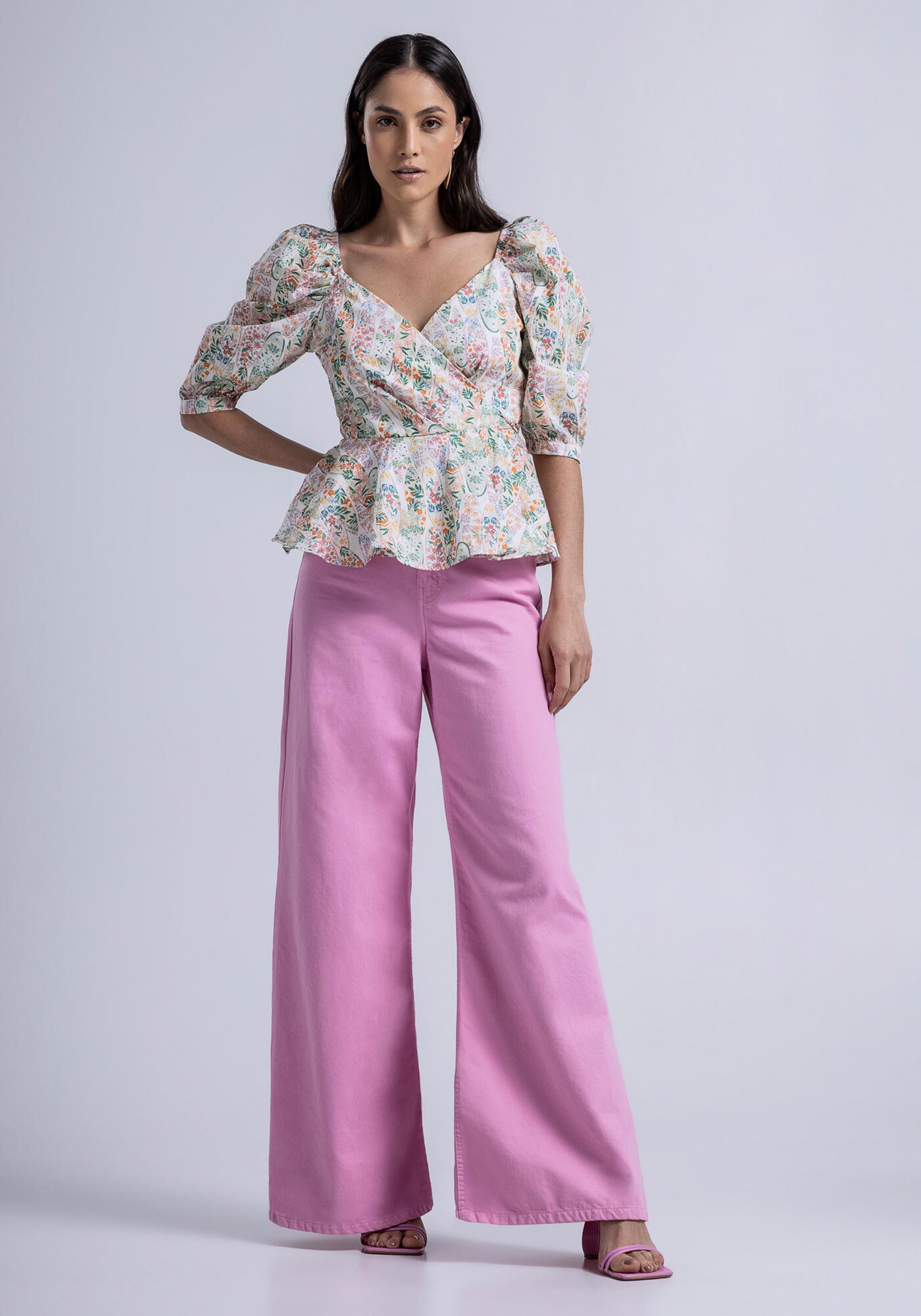 Blusa Transpassada em Tecido Atlanta Estampada, , large.