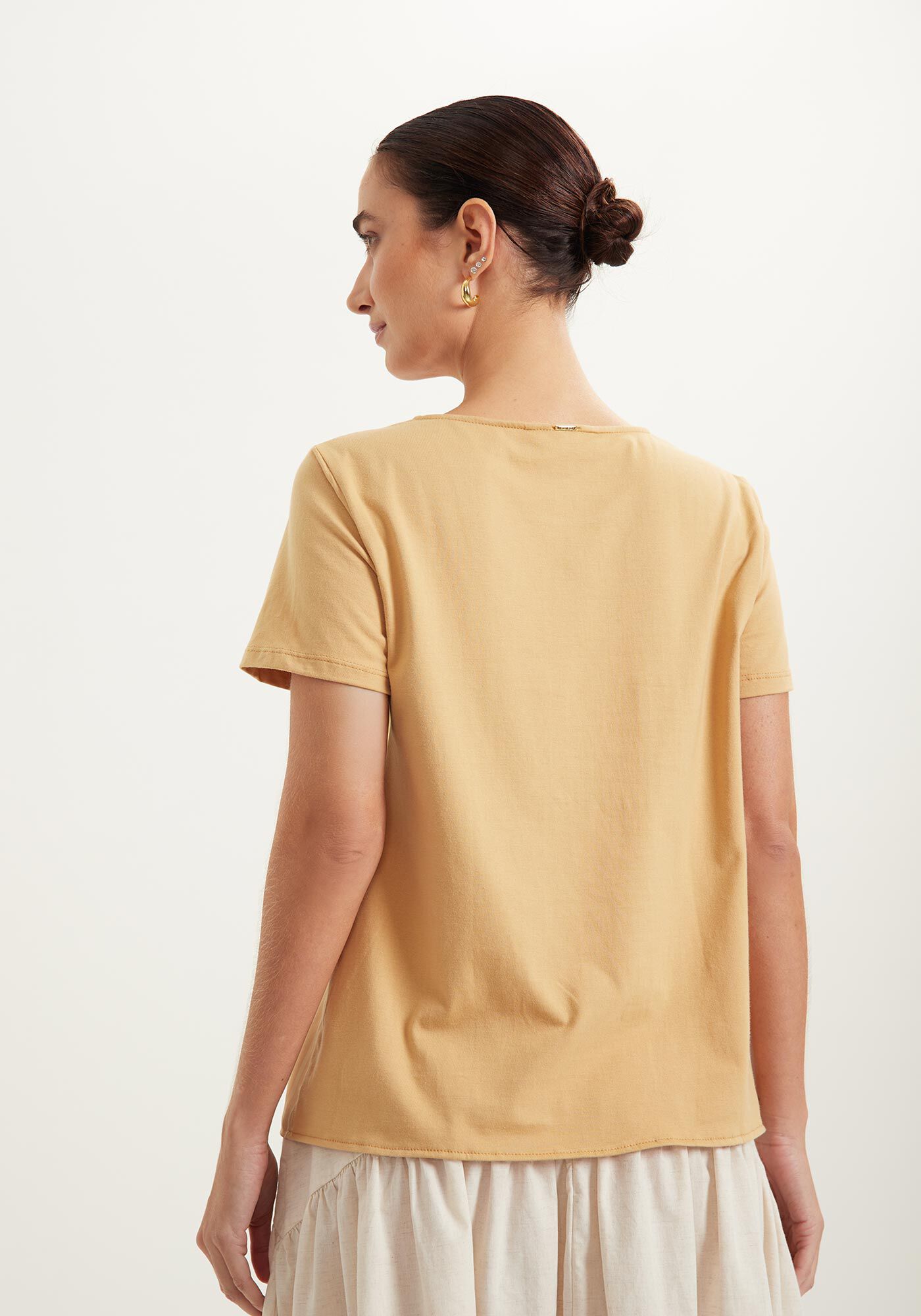 Blusa T-shirt De Mangas Curtas Com Frente Estampada, , large.