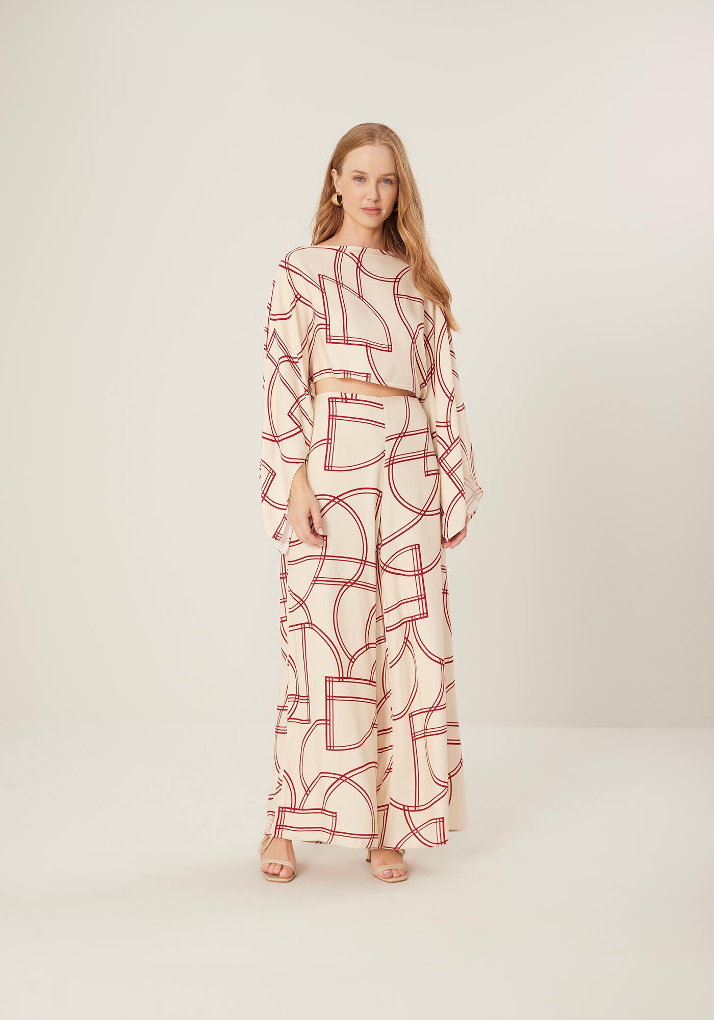 Cal&ccedil;a Pantalona Estampada Em Crepe De Alfaiataria, MOVEMENT BEGE, large.