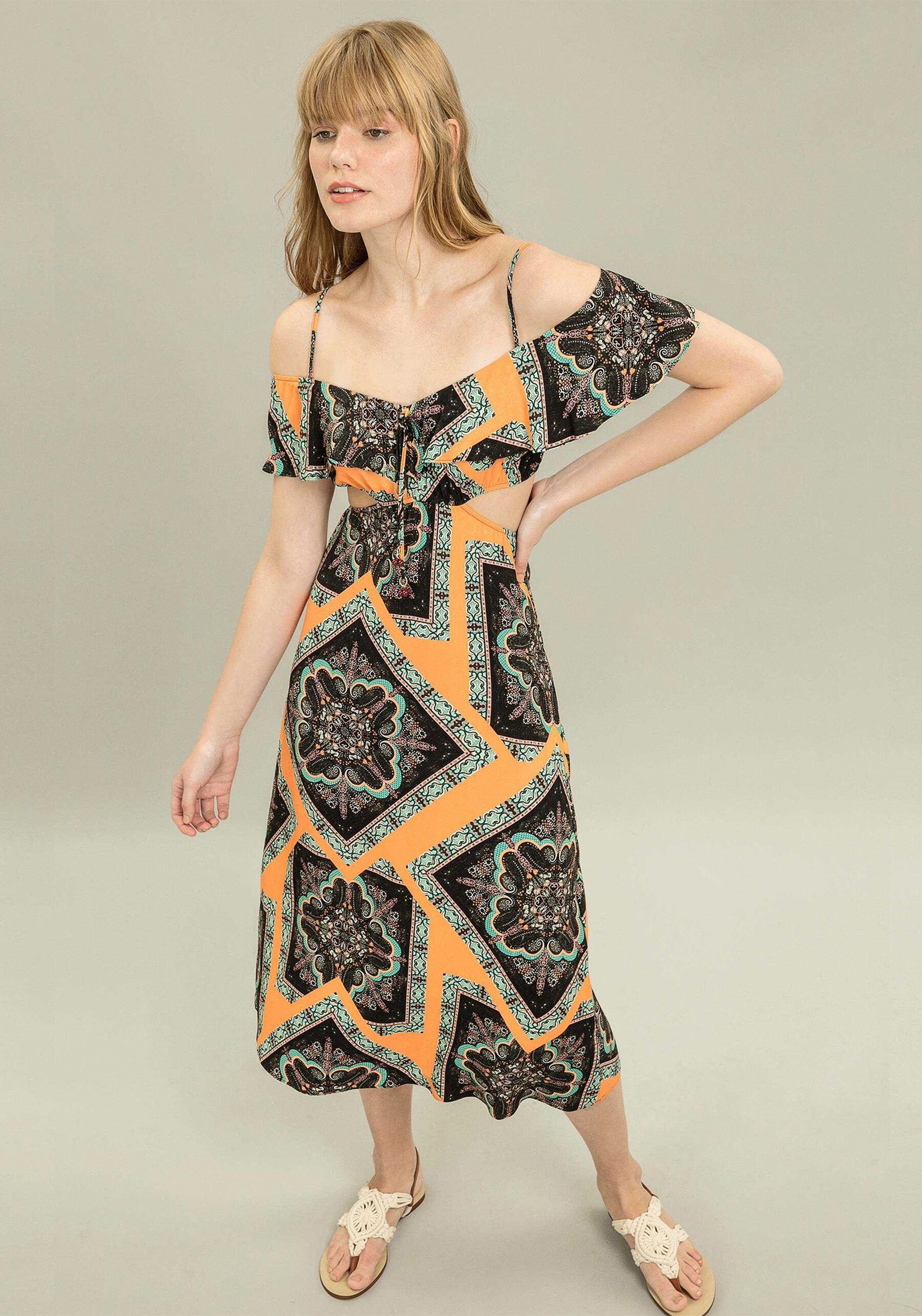 Vestido Mídi Estampa, . Vestido Mídi Estampa, , large.