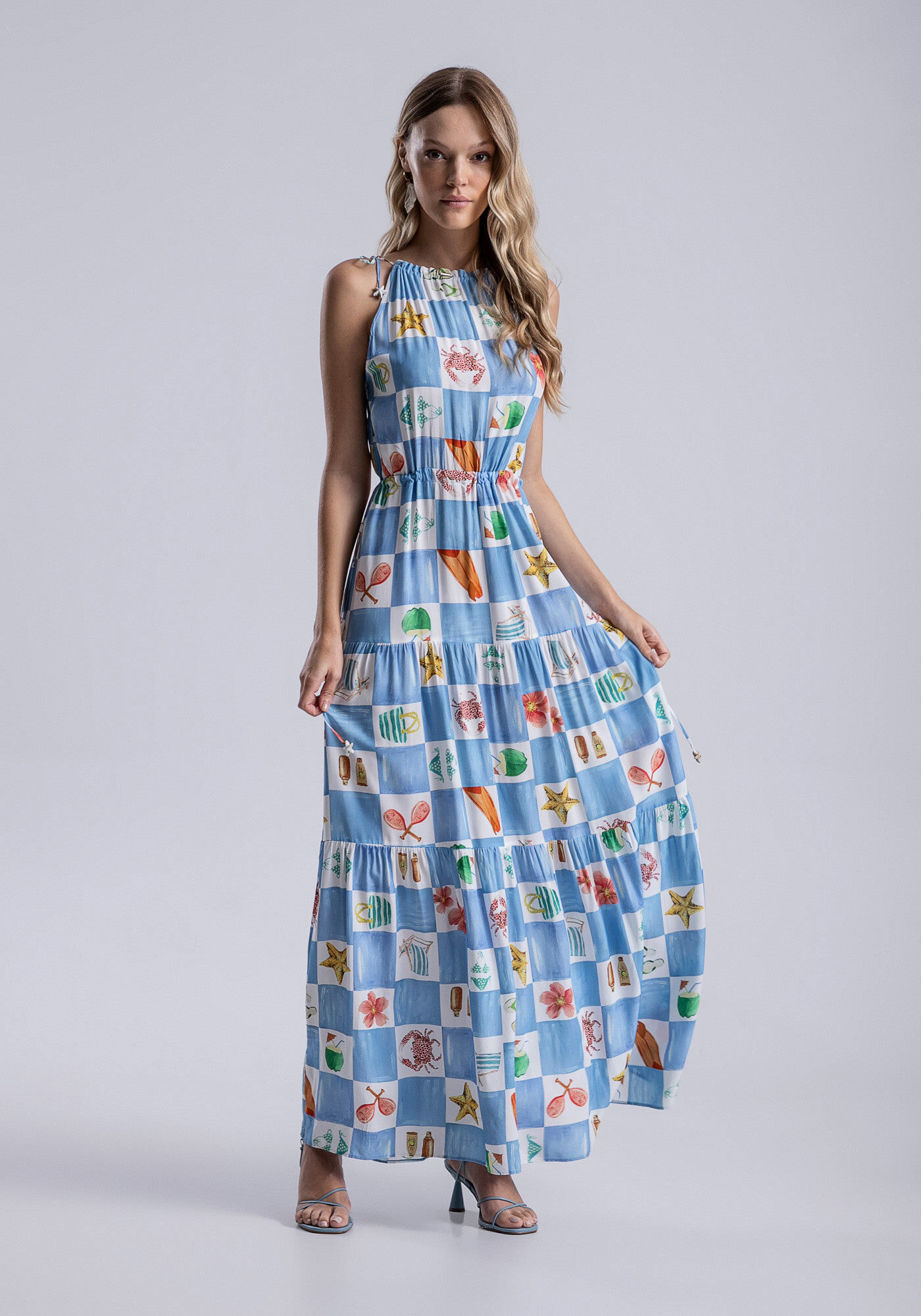 Vestido Longo Amarra&ccedil;&atilde;o com Recorte Busto, LITORAL, large.