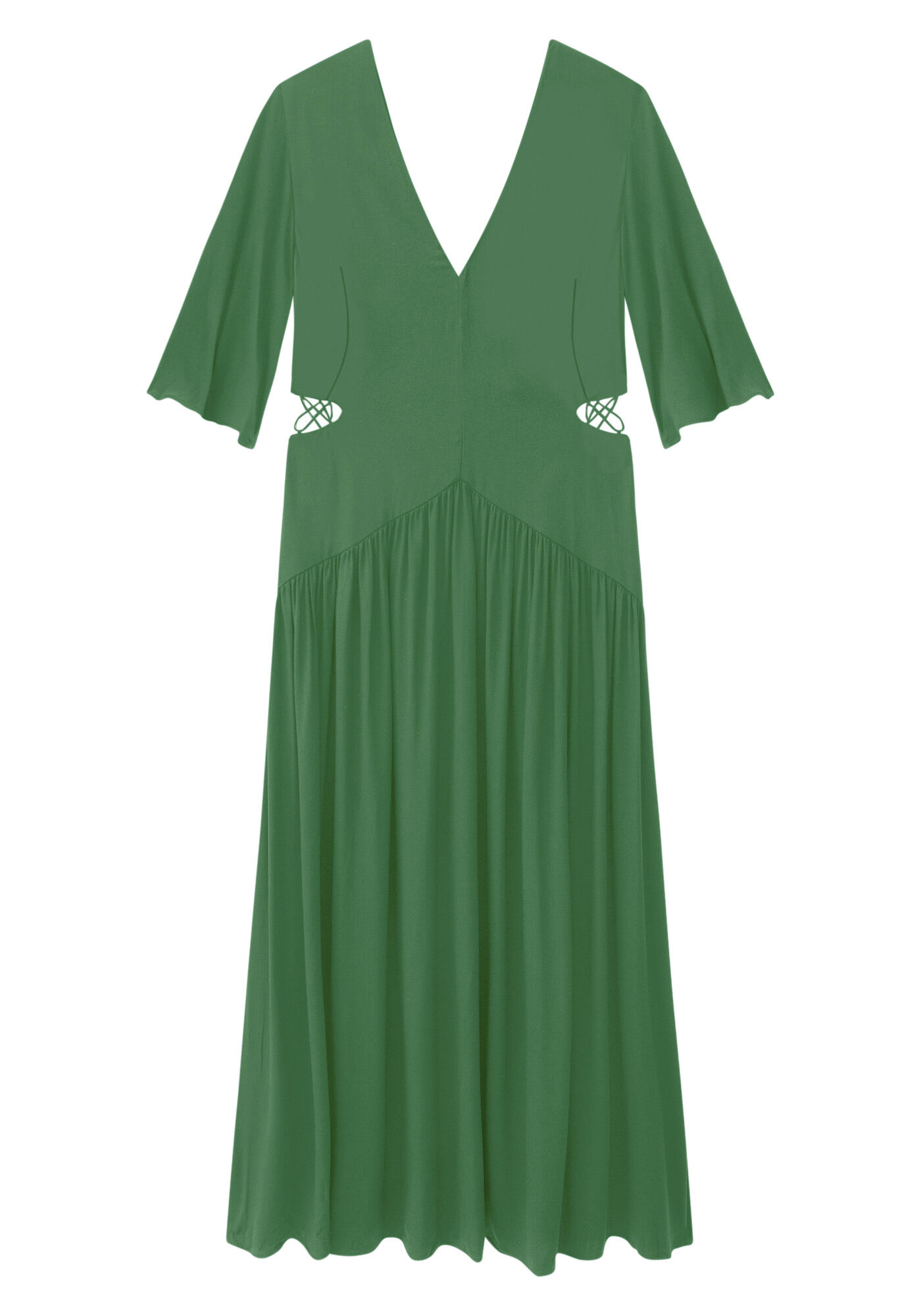 Vestido Midi em Viscose com Cut Out Amarra&ccedil;&atilde;o, , large.