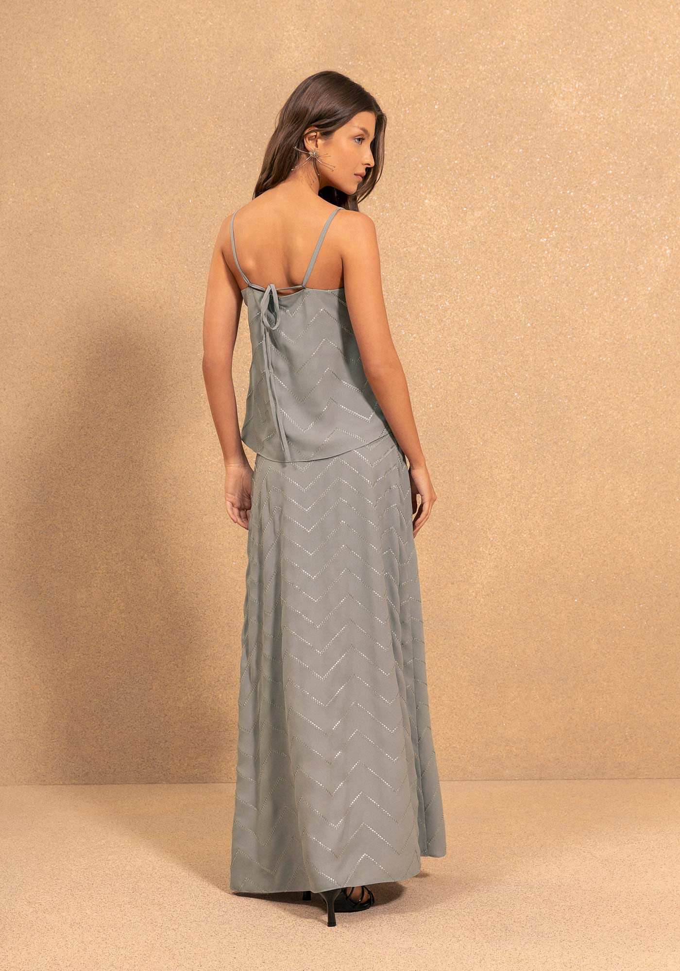 Blusa Curta Bordada Com Al&ccedil;as Finas E Decote Em V, CINZA CENDRILLON, large.