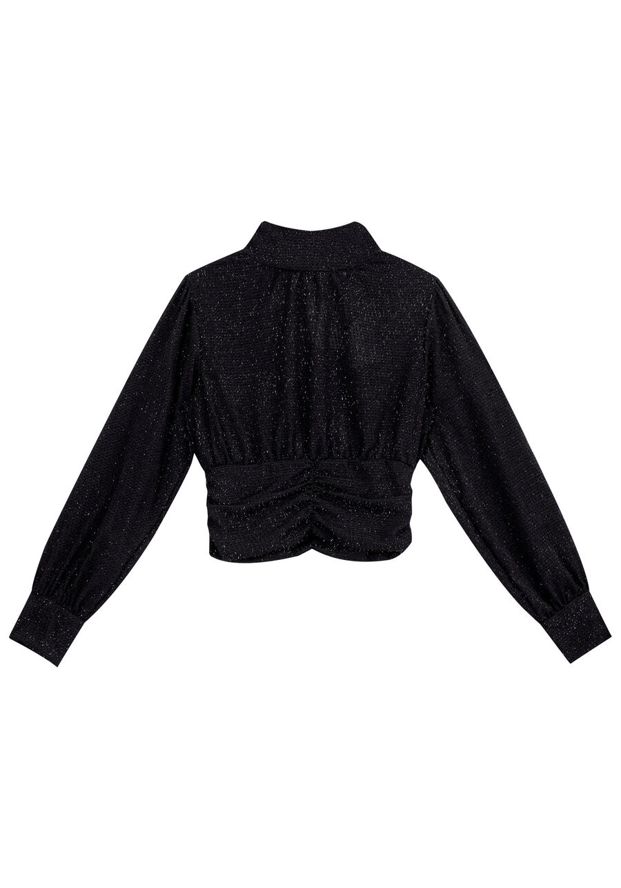 Blusa Manga Longa com Gola Alta e Brilho, . Blusa Manga Longa com Gola Alta e Brilho, , large.
