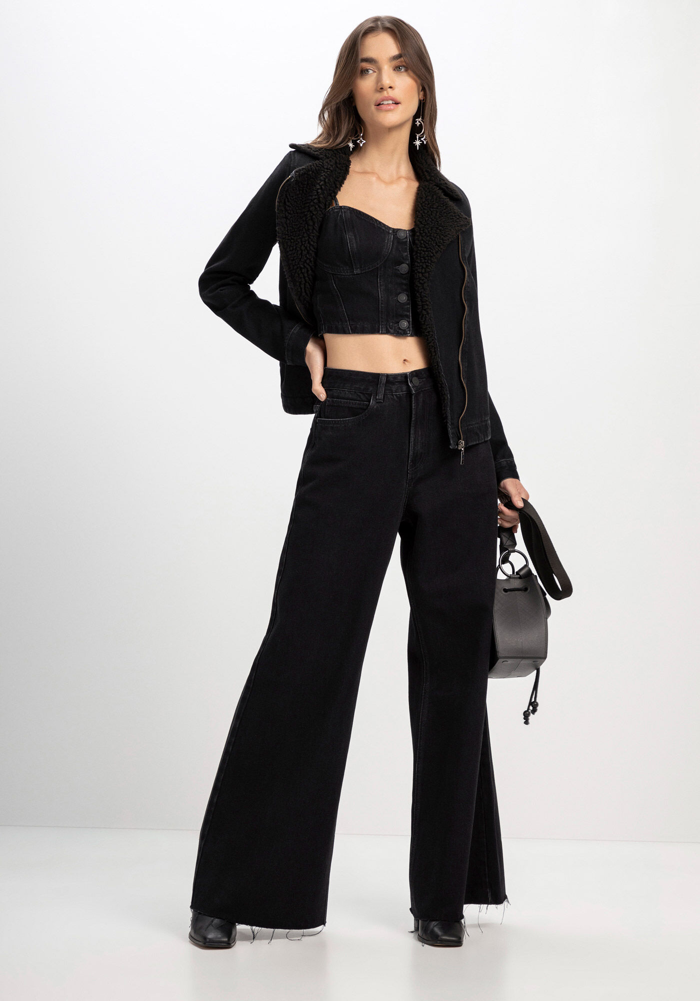 Jaqueta Jeans Gola em Pelo, PRETO REATIVO, large.