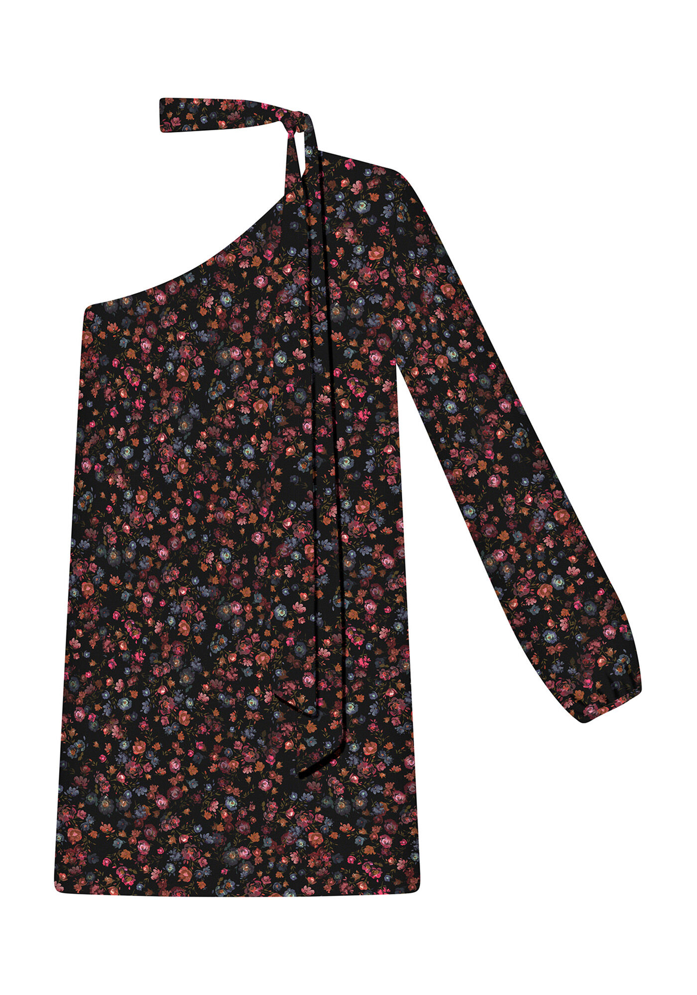 Vestido Ombro S&oacute; com Faixa Tecido, , large.