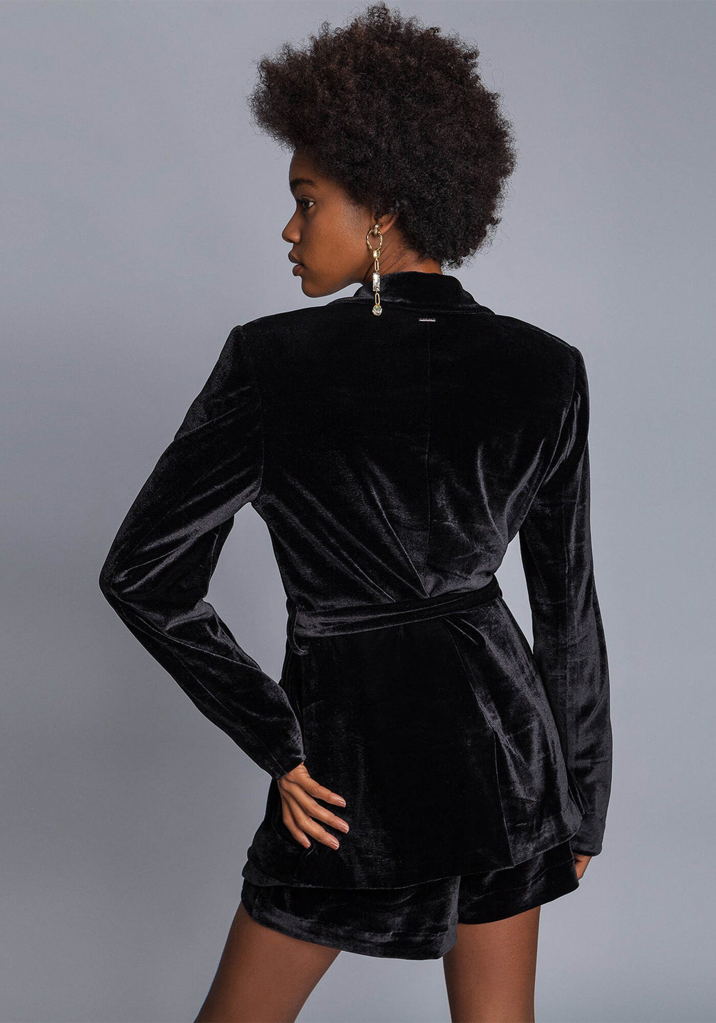 Blazer Veludo com Cinto, , large.